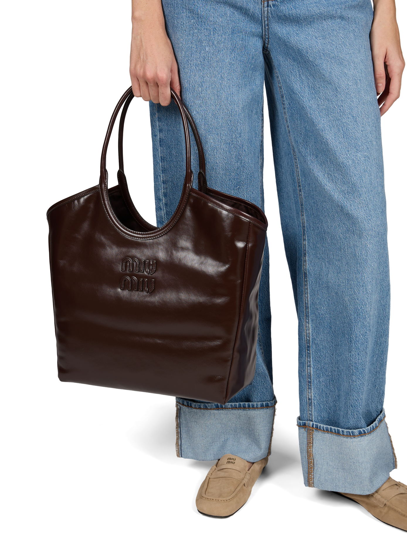 Ivy-tas van leer MIU MIU Bruin