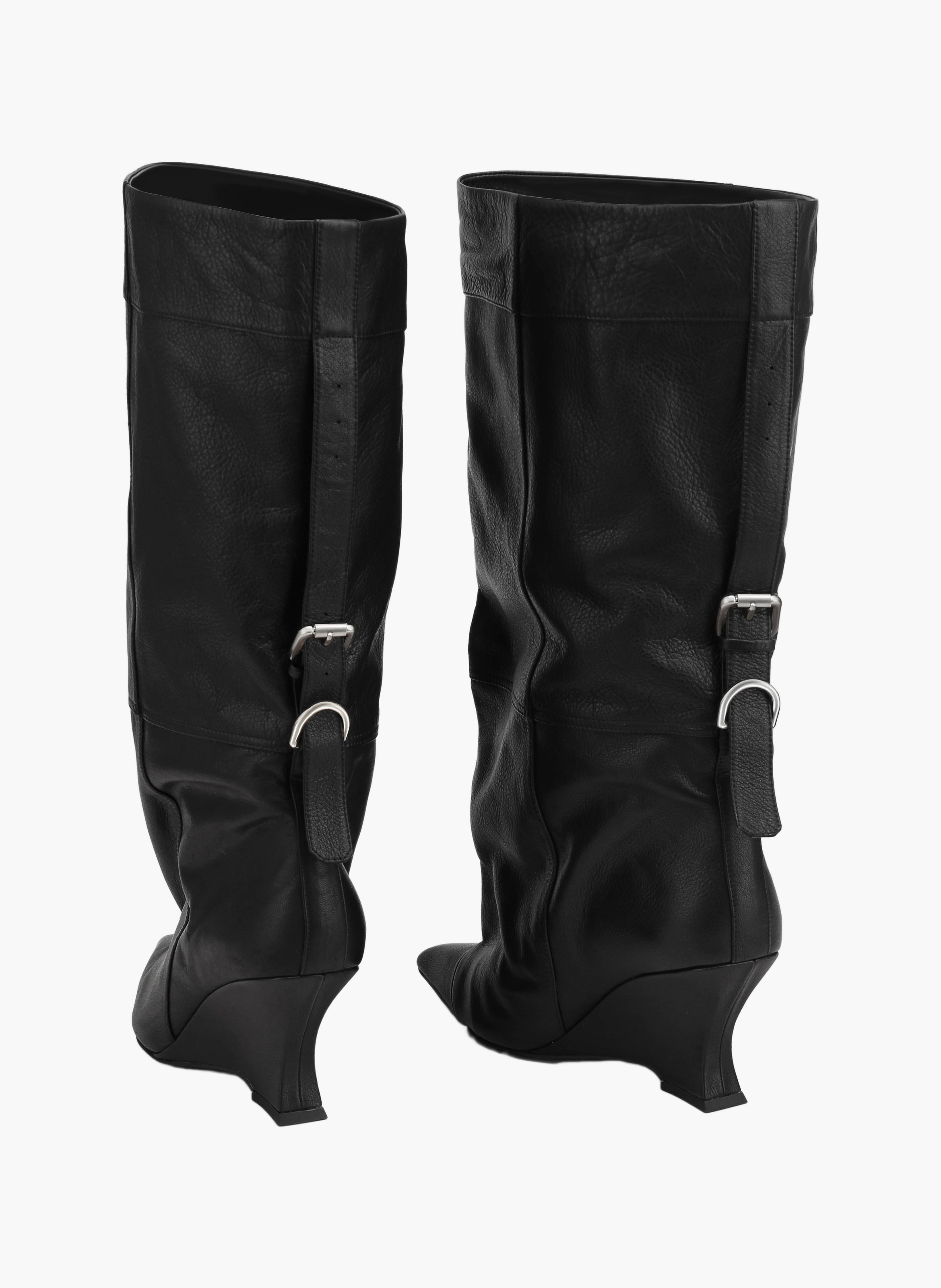 Leren harness-enkellaarzen | Zwart NAKED WOLFE Dames