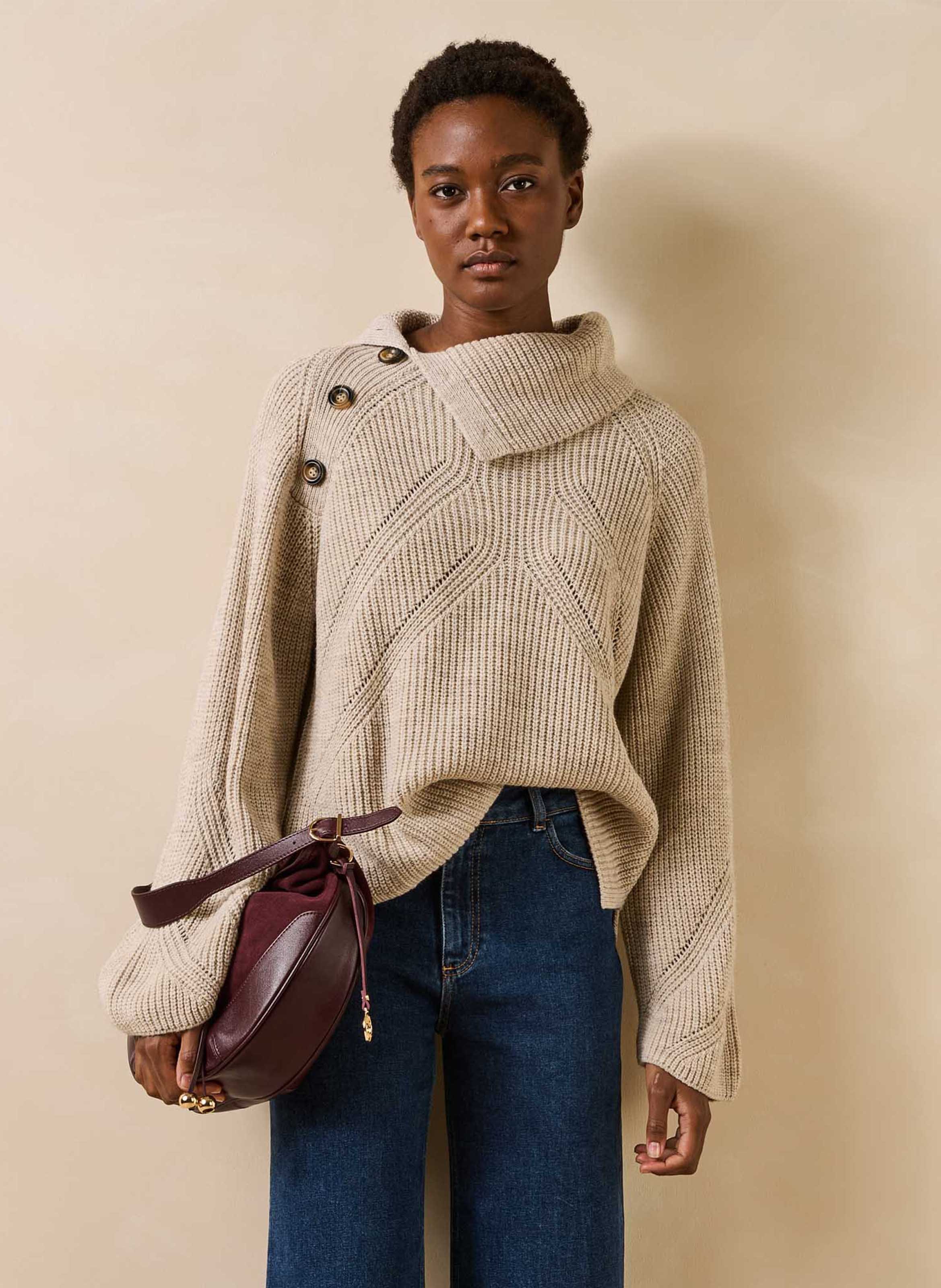 Oversized trui van een wolmix LA FEE MARABOUTEE Beige