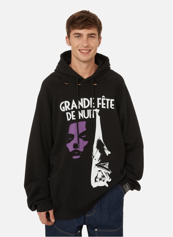 Hoodie Grande fête de nuit en coton Noir by RAF SIMONS RAF SIMONS Hoodie Grande fête de nuit en coton Noir