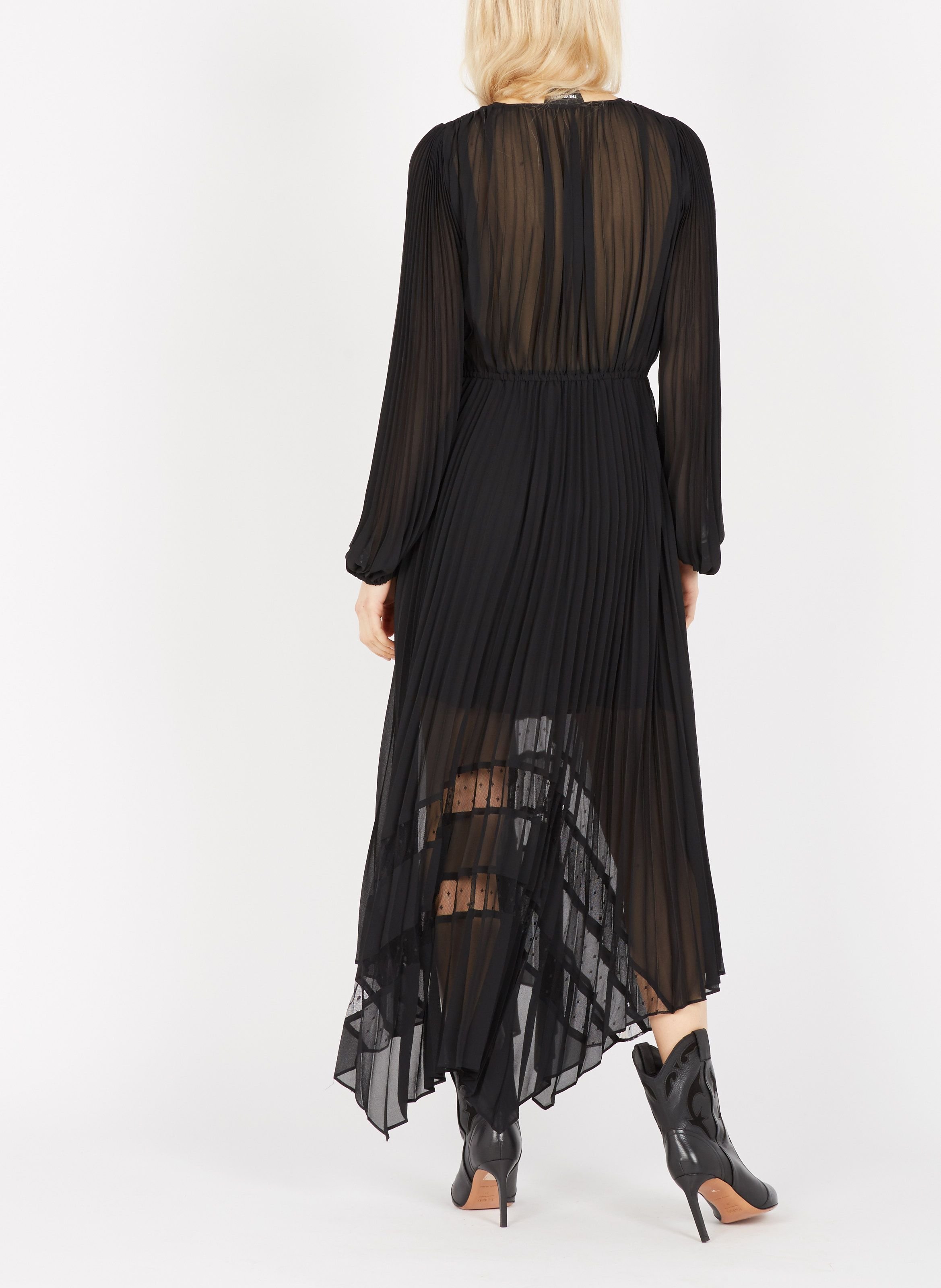 ROBE LONGUE DéCOLLETéE PLISSéE SOLEIL EN CRêPE - THE KOOPLES pour FEMME ...