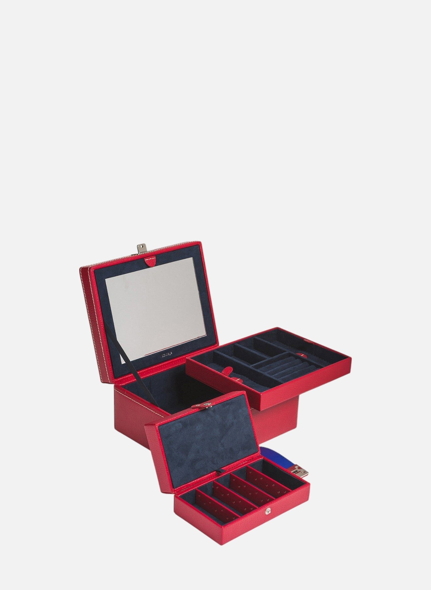 Boîte à bijoux moyen modèle en cuir LE TANNEUR Rouge