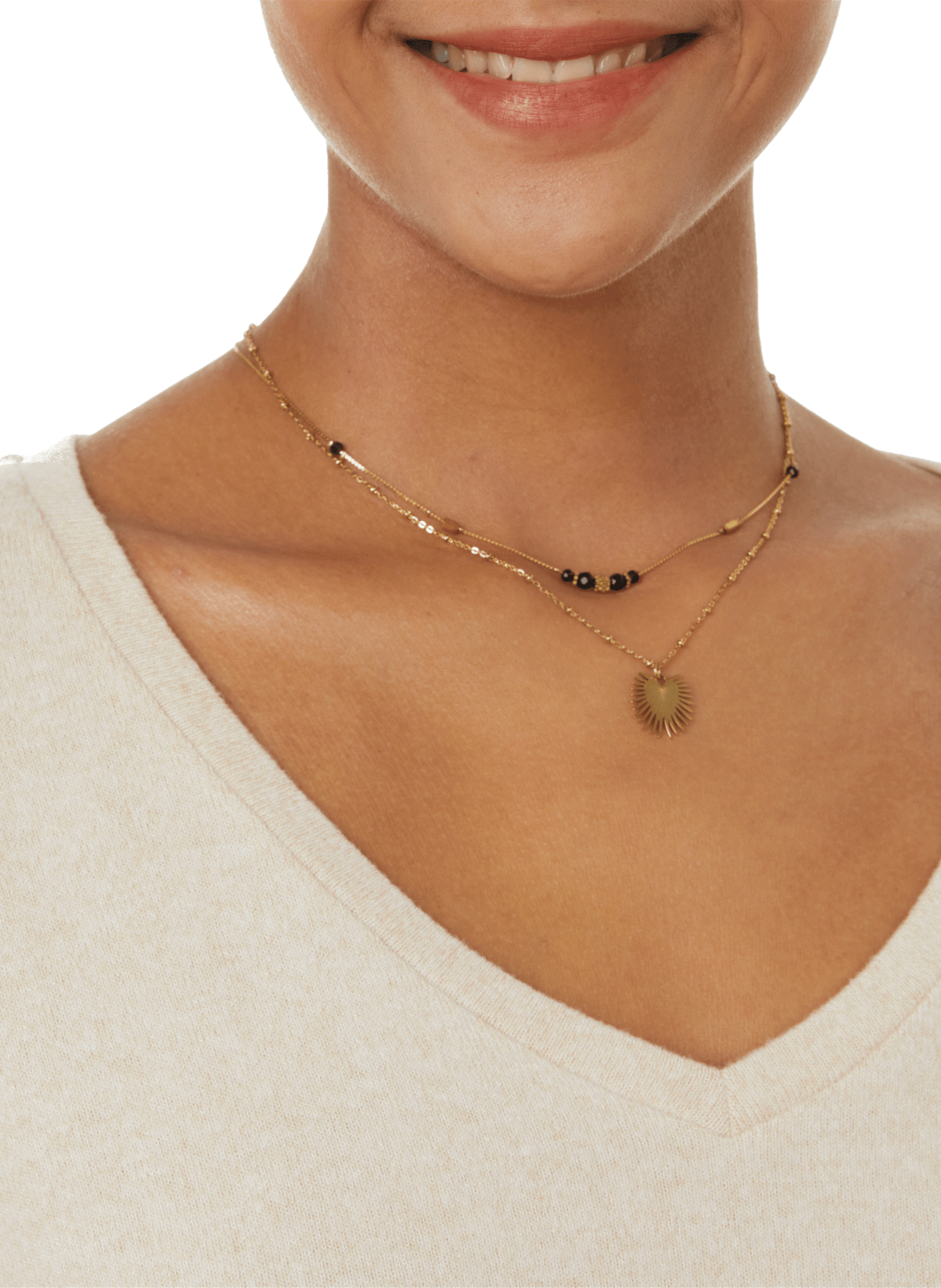 Collier double AU PRINTEMPS PARIS Doré