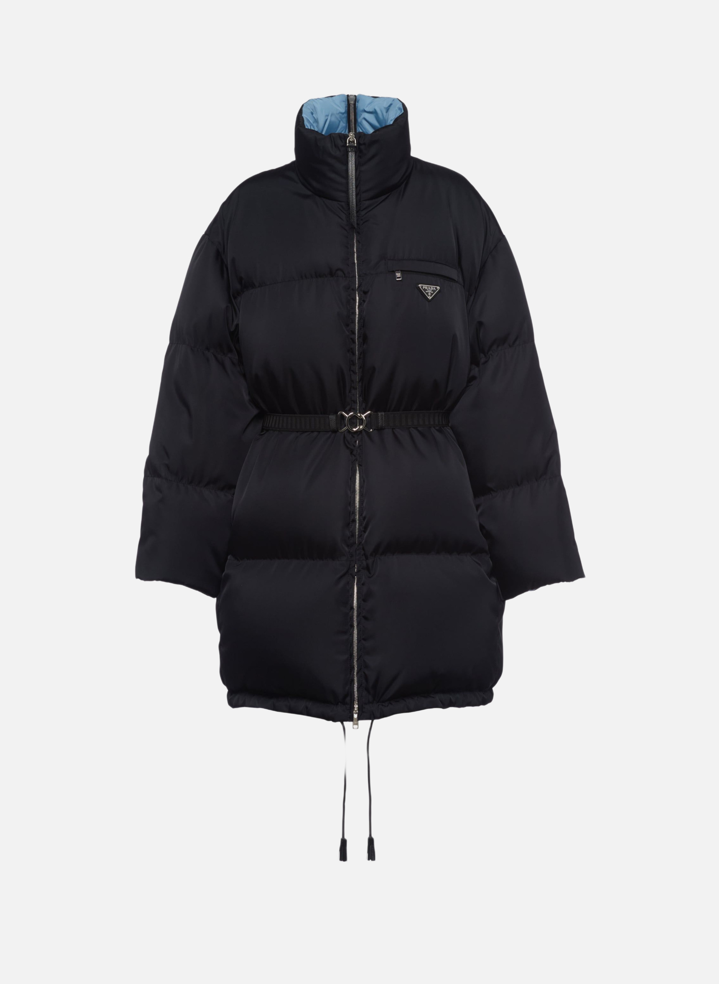Manteau à capuche en gabardine re-nylon PRADA Noir