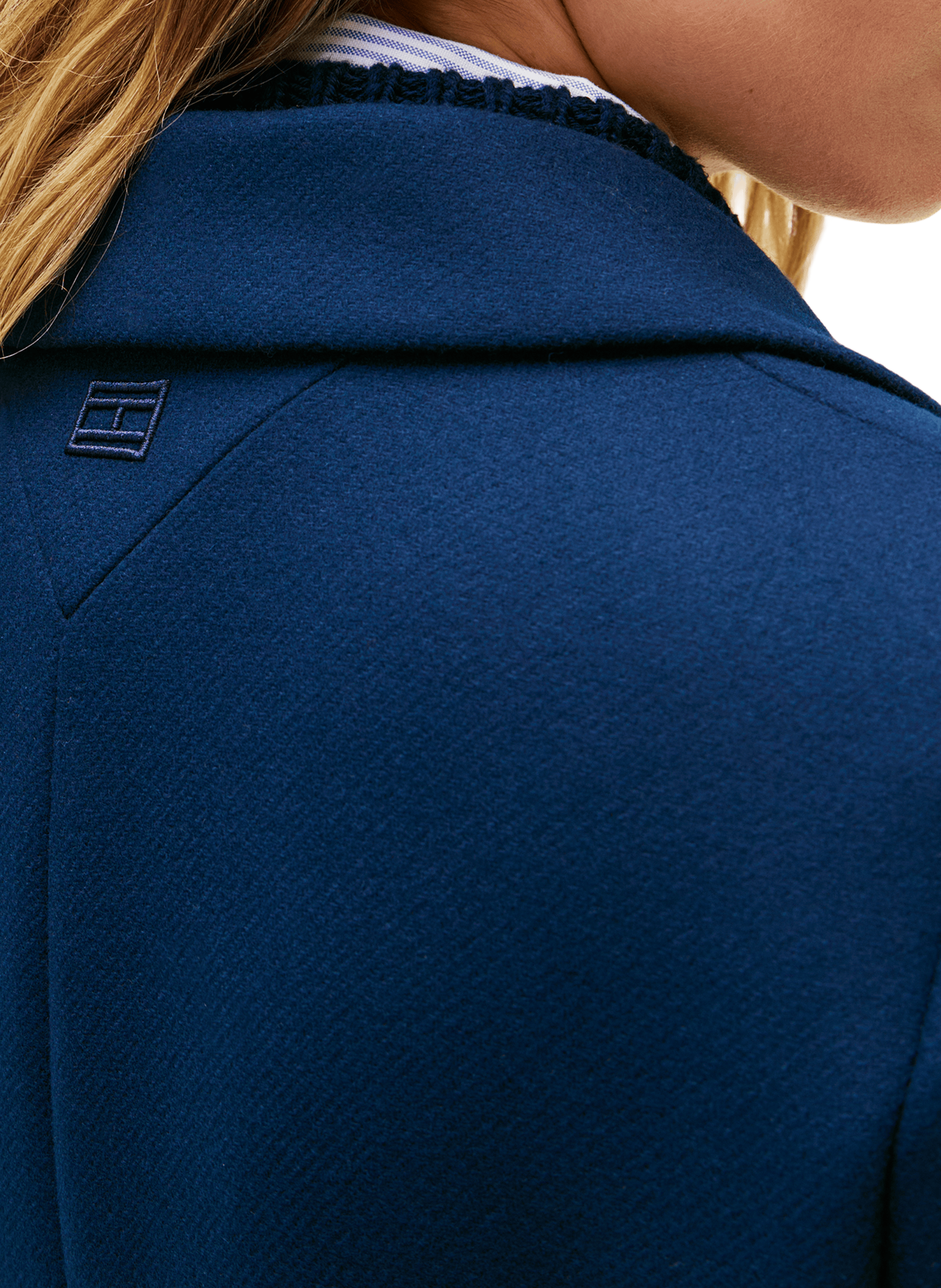 Manteau droit avec cachemire TOMMY HILFIGER Bleu