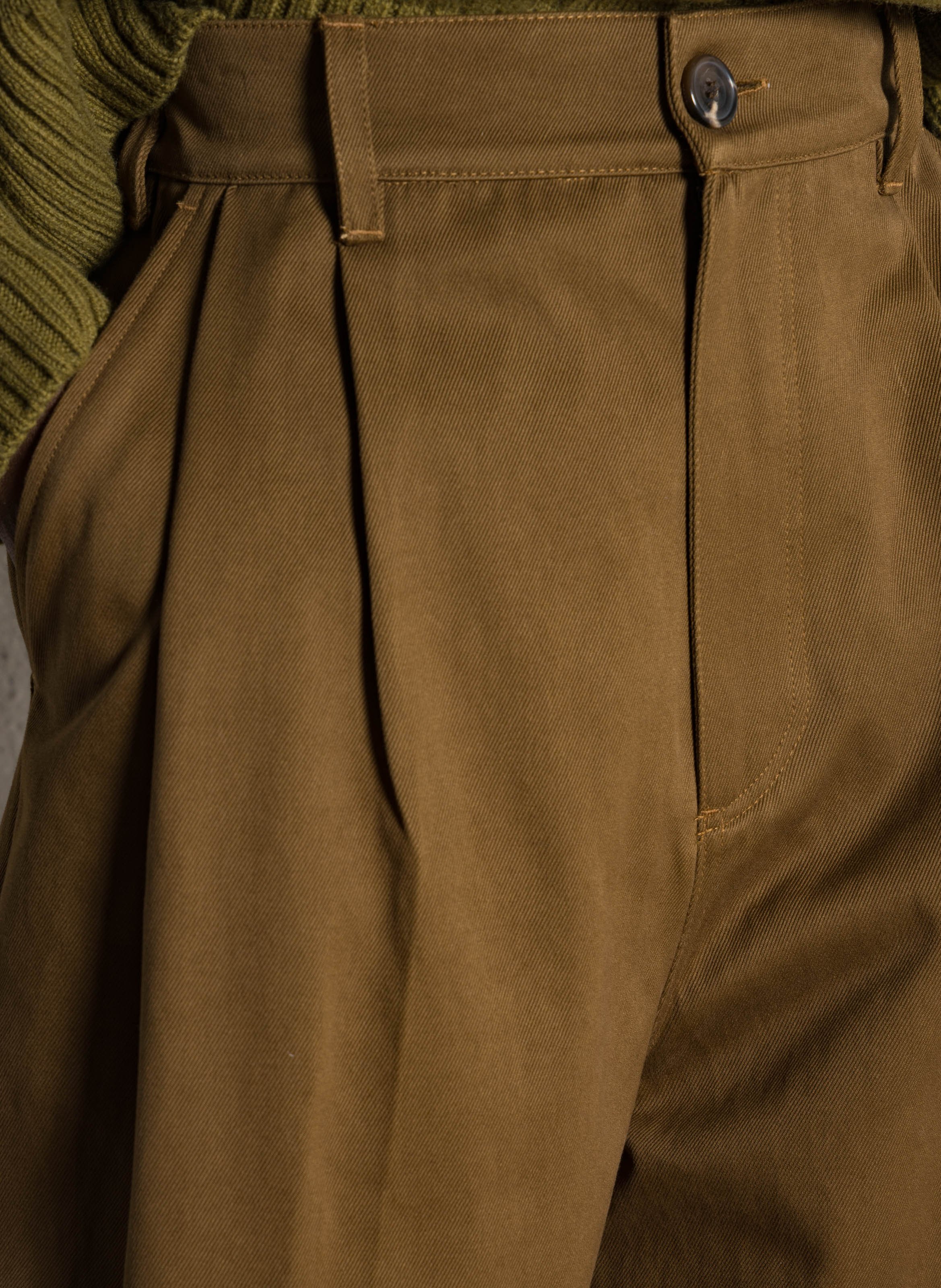 Pantalon large taille haute en coton bio frejus SOEUR Kaki