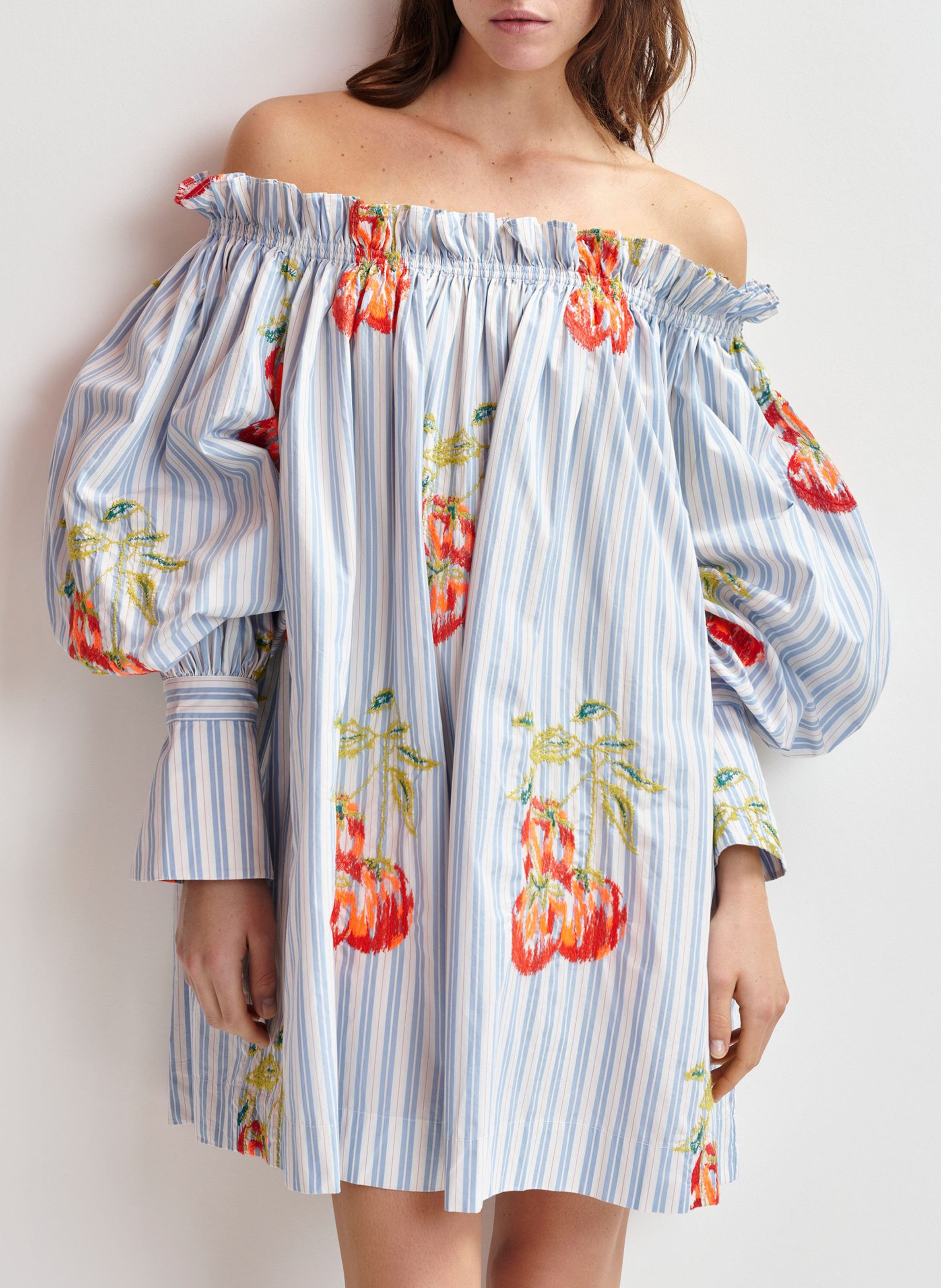 Robe courte épaules dénudées à rayures Ihassachusetts ESSENTIEL ANTWERP Bleu