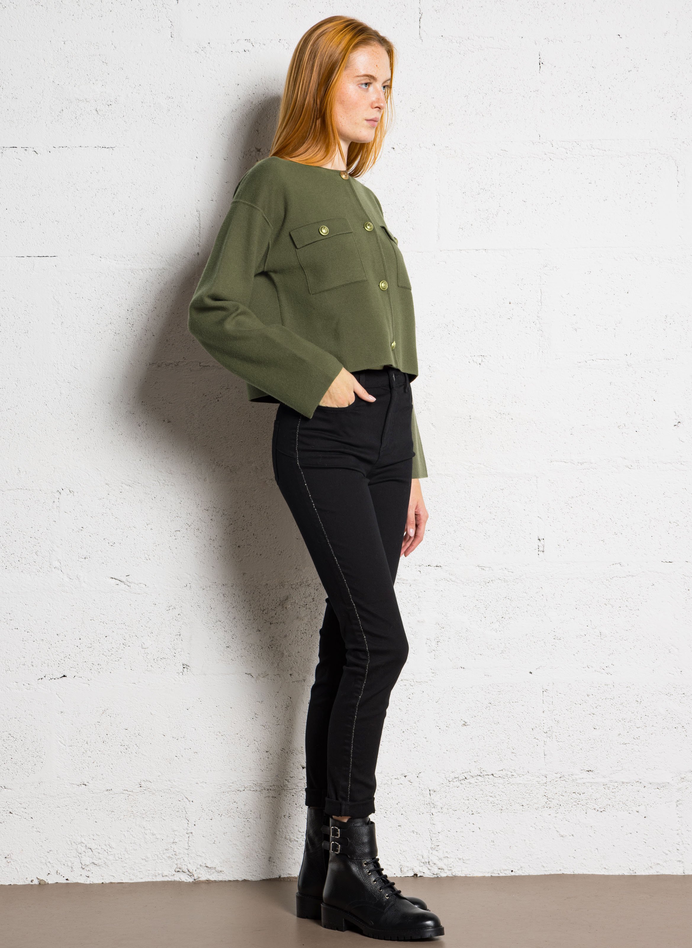 Cardigan oversize col rond IKKS Kaki