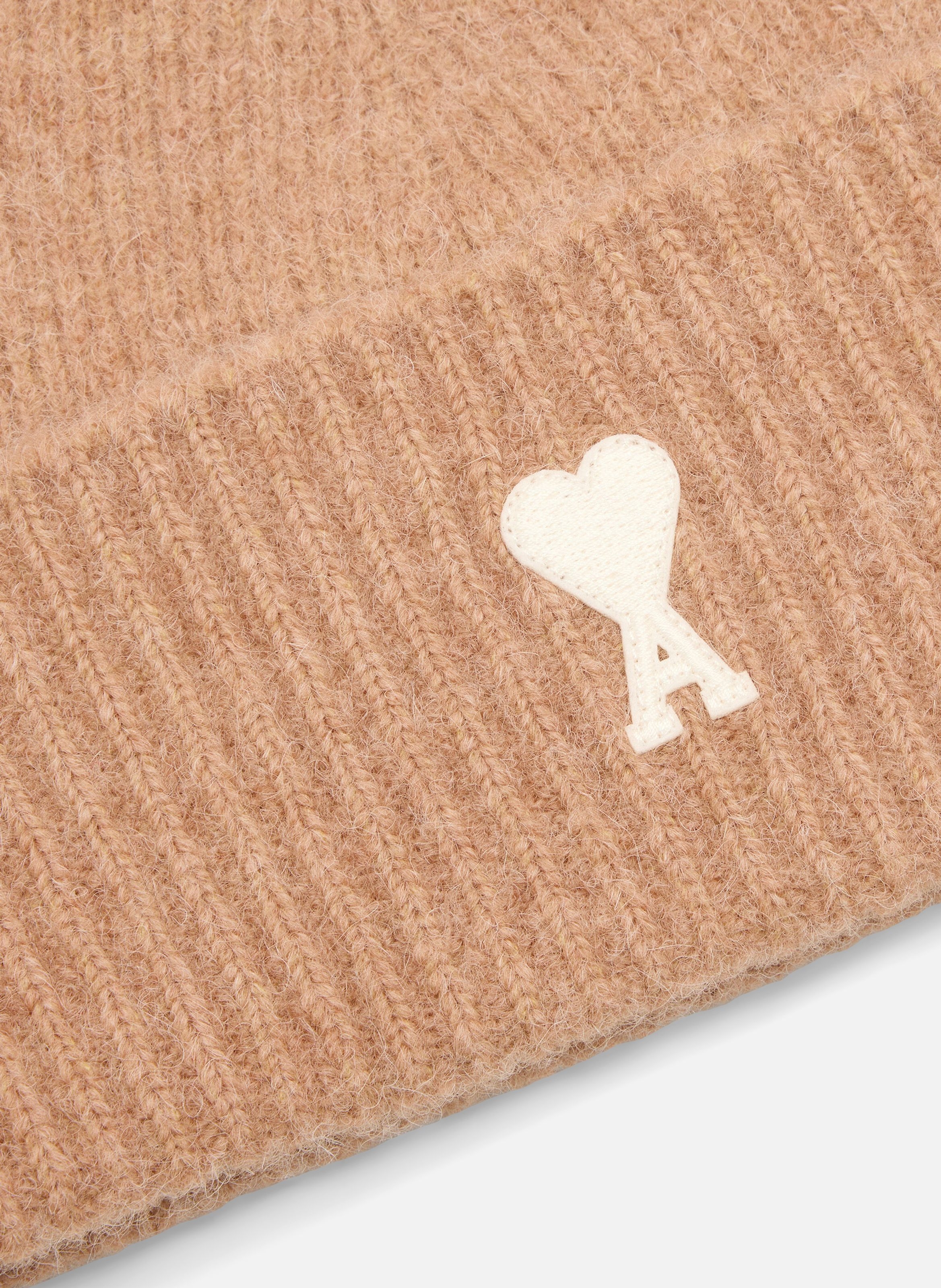 Bonnet ami de coeur en alpaga unisexe AMI PARIS Marron