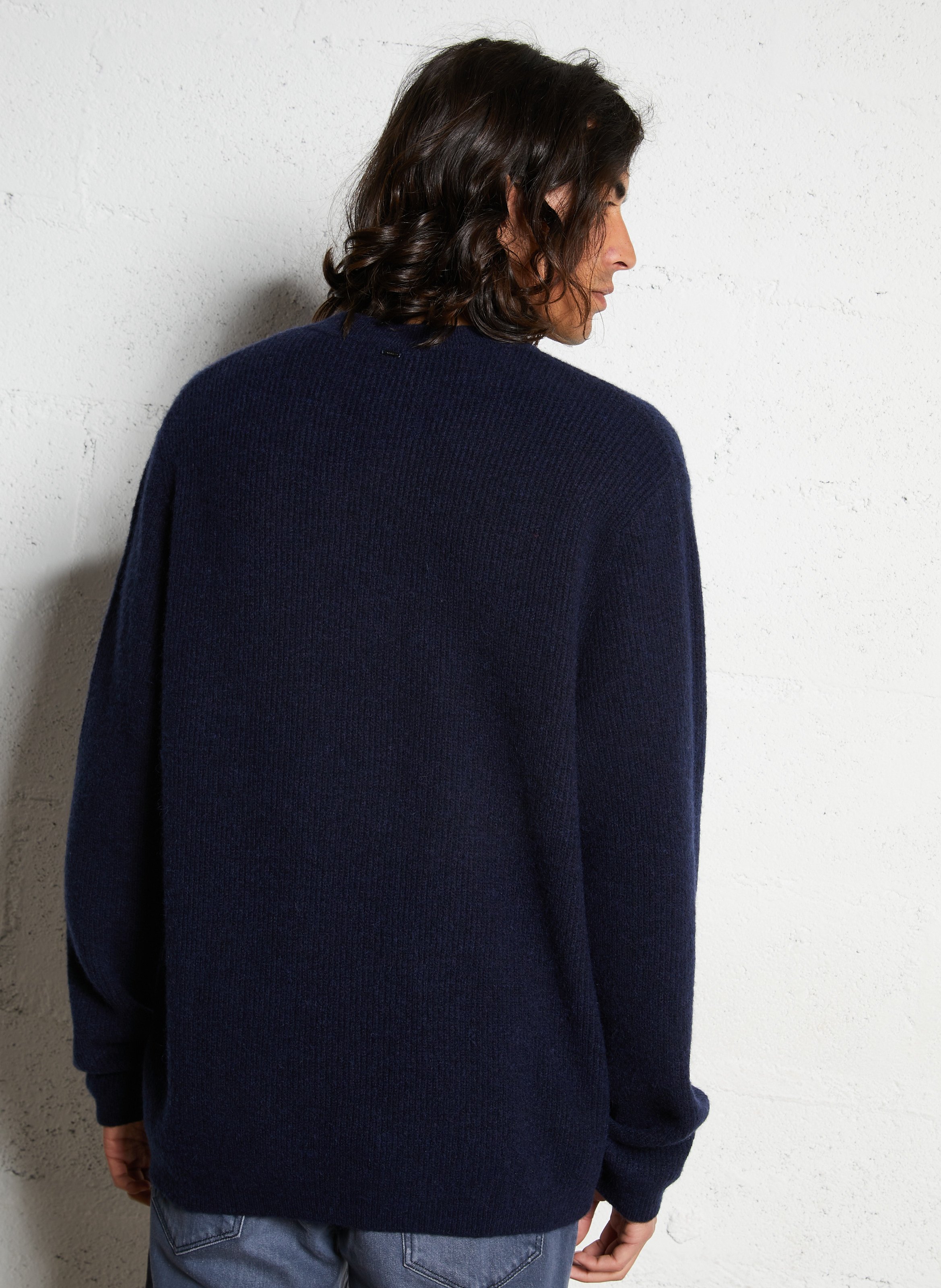 Pull col rond droit en tricot mousseux IKKS Bleu