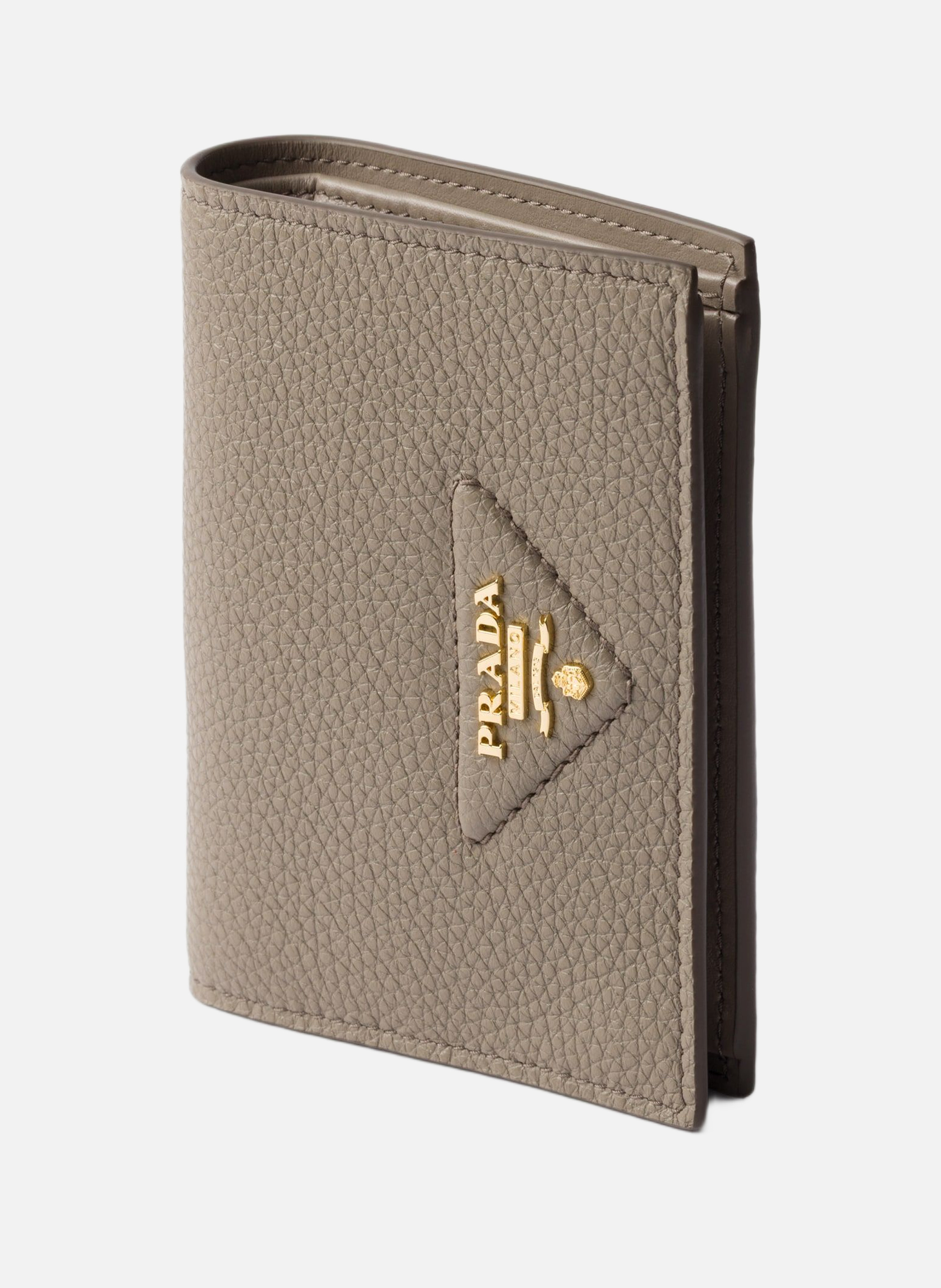 Petit portefeuille en cuir PRADA Gris