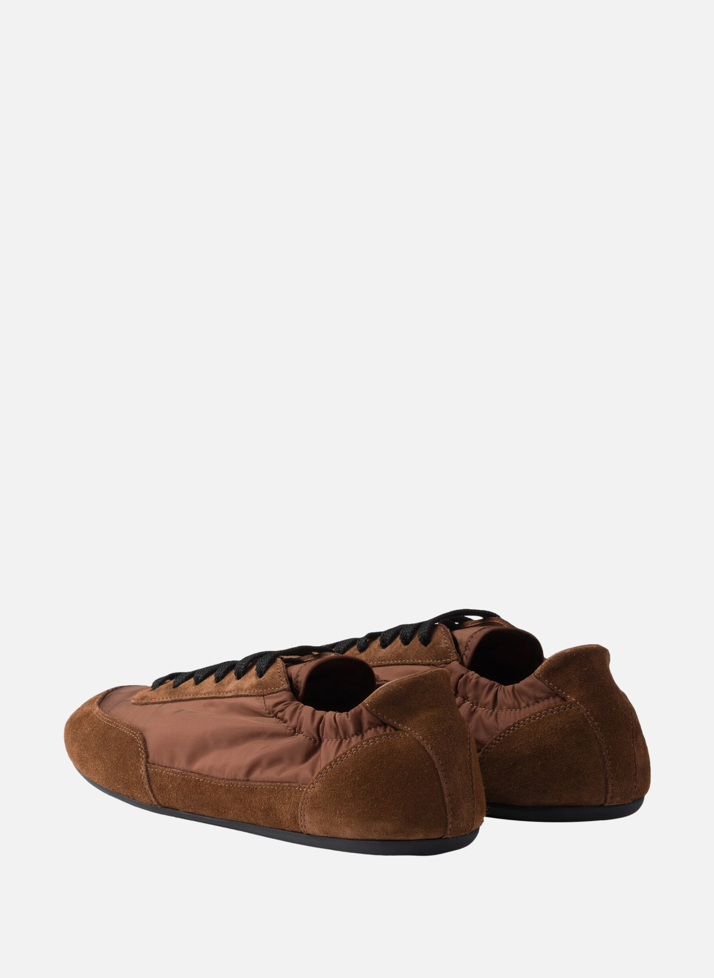 Sneakers collapse en re-nylon et veau velours PRADA Marron
