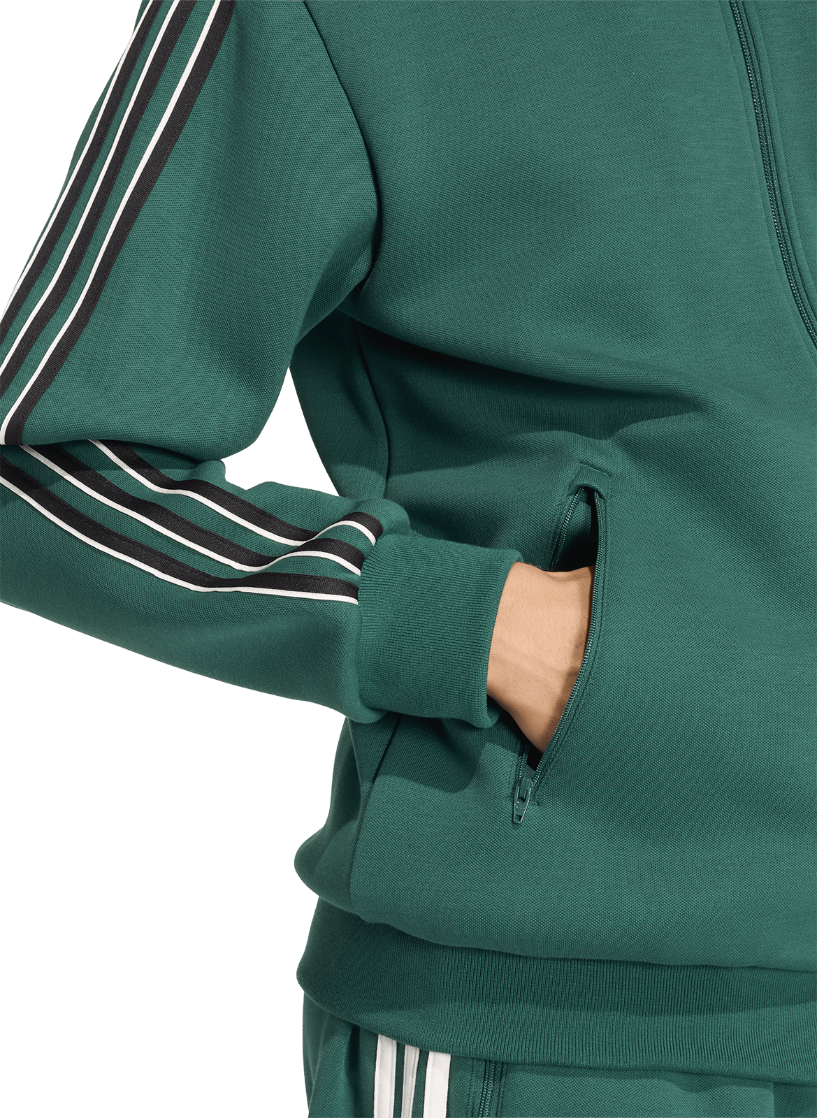 Zip-up sweatshirt with high collar and stripes ADIDAS Green