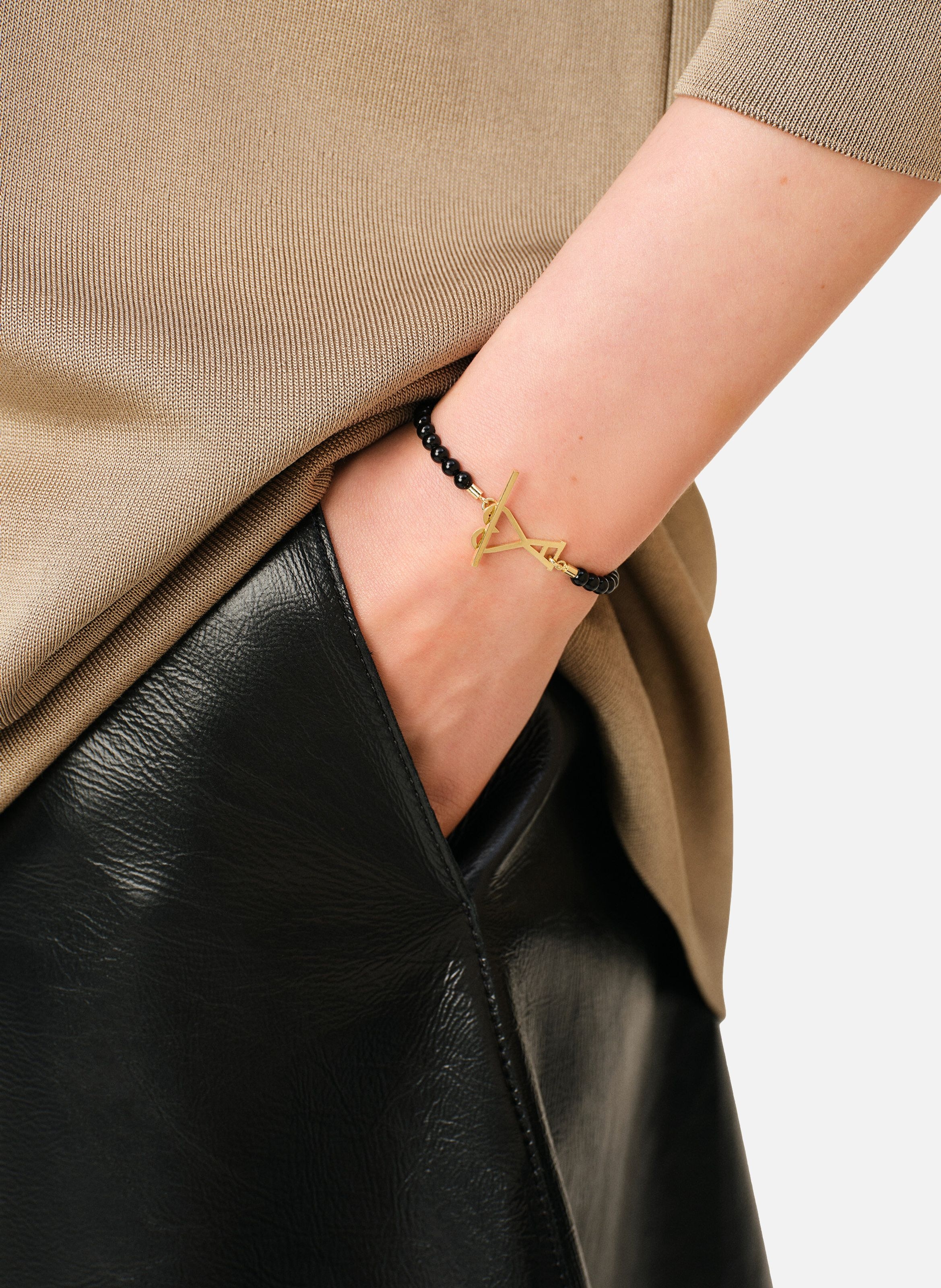 Bracelet perles d'été ami de coeur unisexe en laiton AMI PARIS Jaune