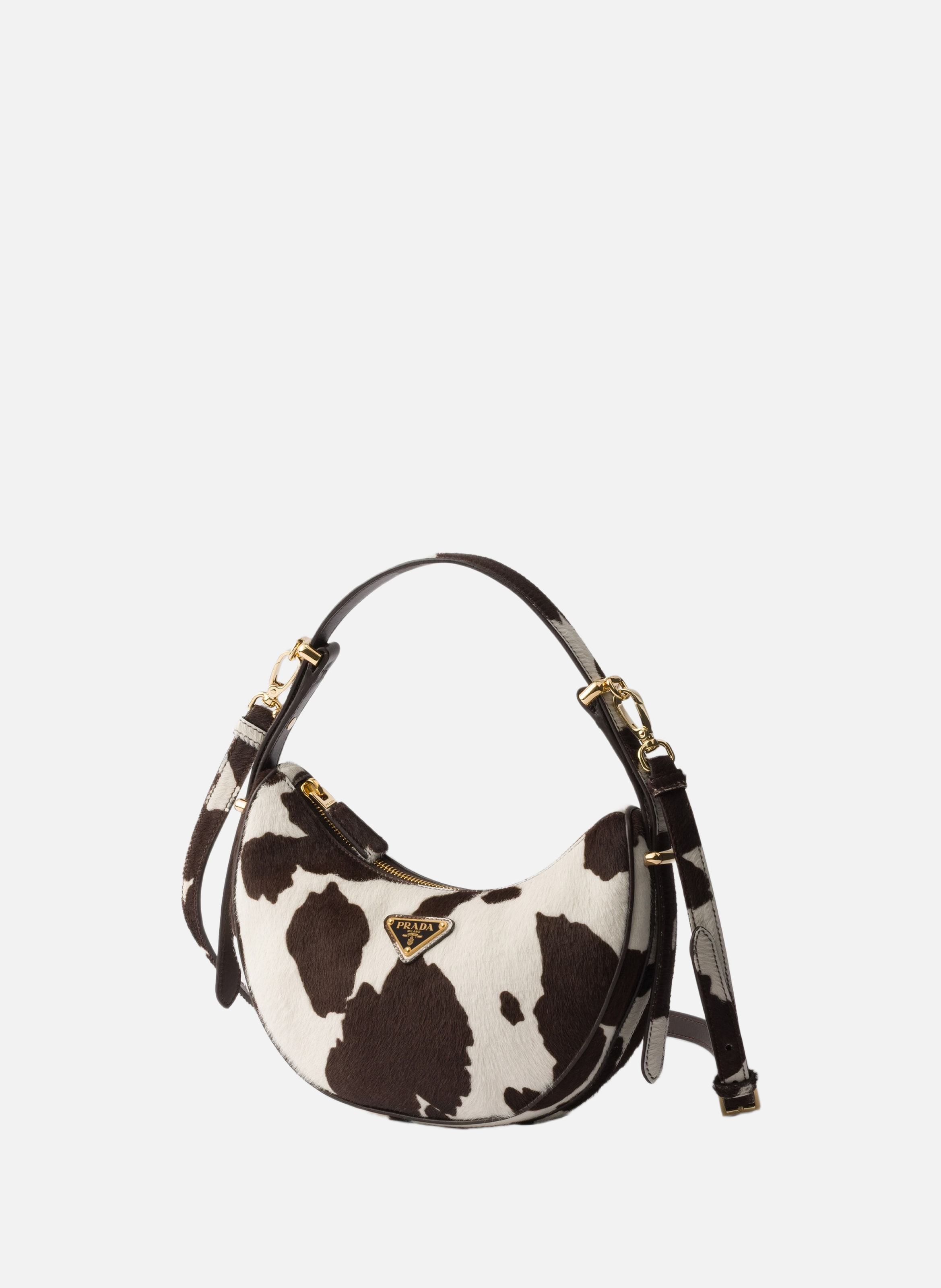 Mini sac porté épaule en cuir imprimé prada arqué PRADA Blanc