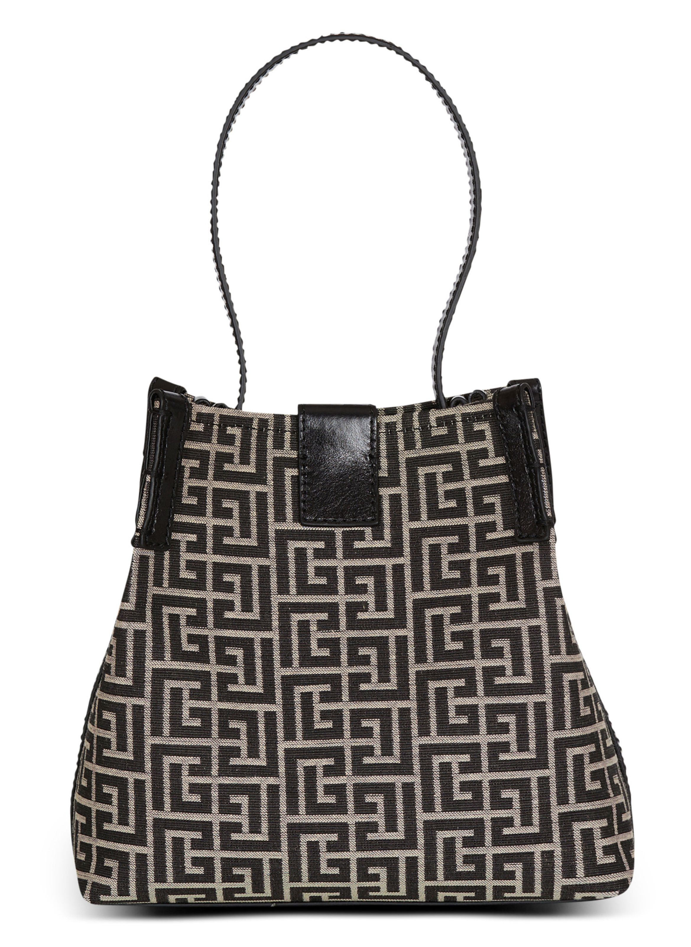 Sac release bucket en jacquard et cuir de veau BALMAIN Noir