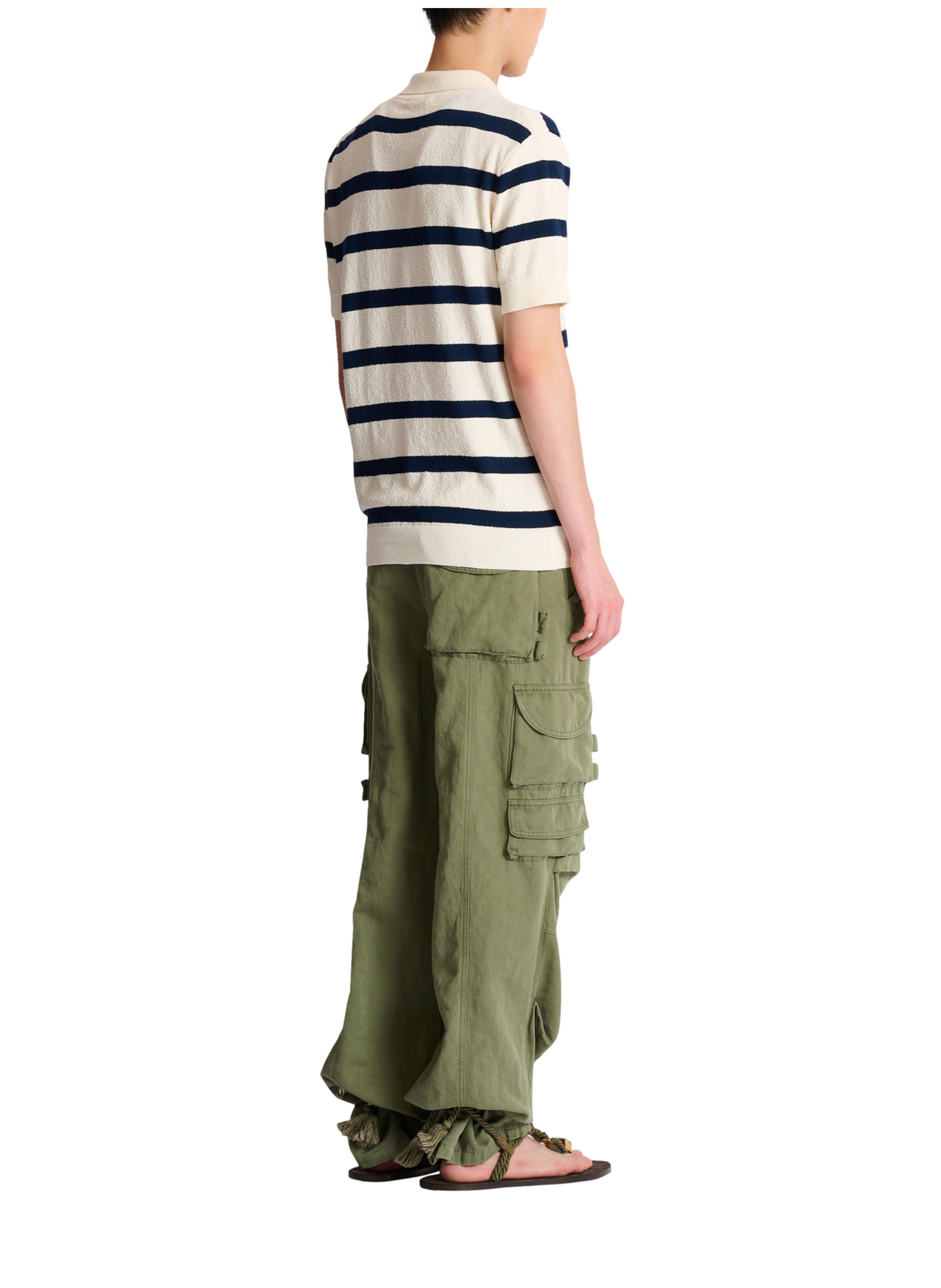 Polo balmain marinière en coton BALMAIN Blanc