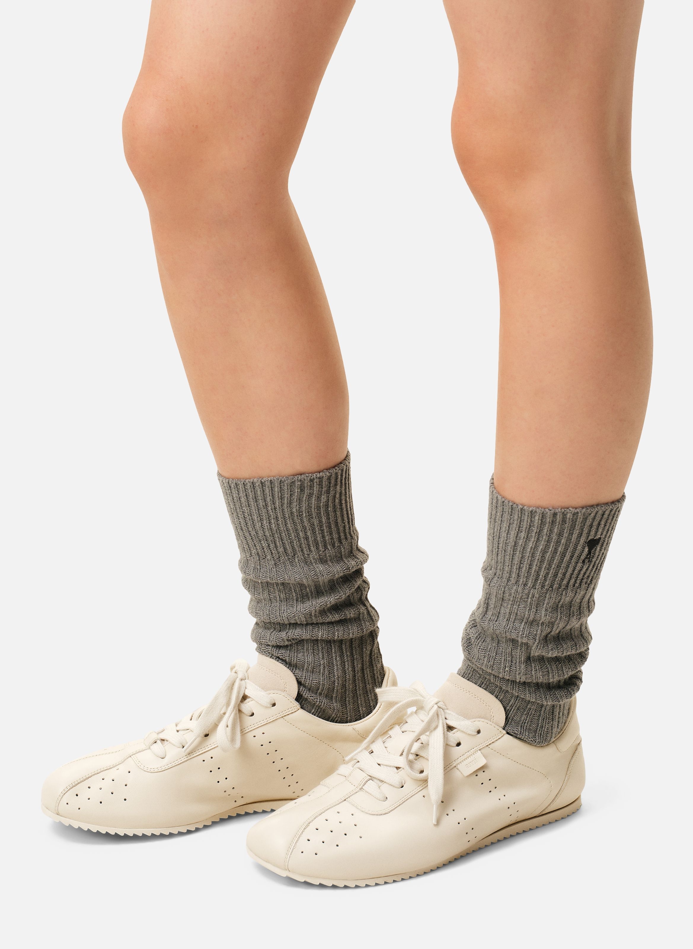 Baskets Soft Basses En Cuir Lisse unisexes AMI PARIS Blanc