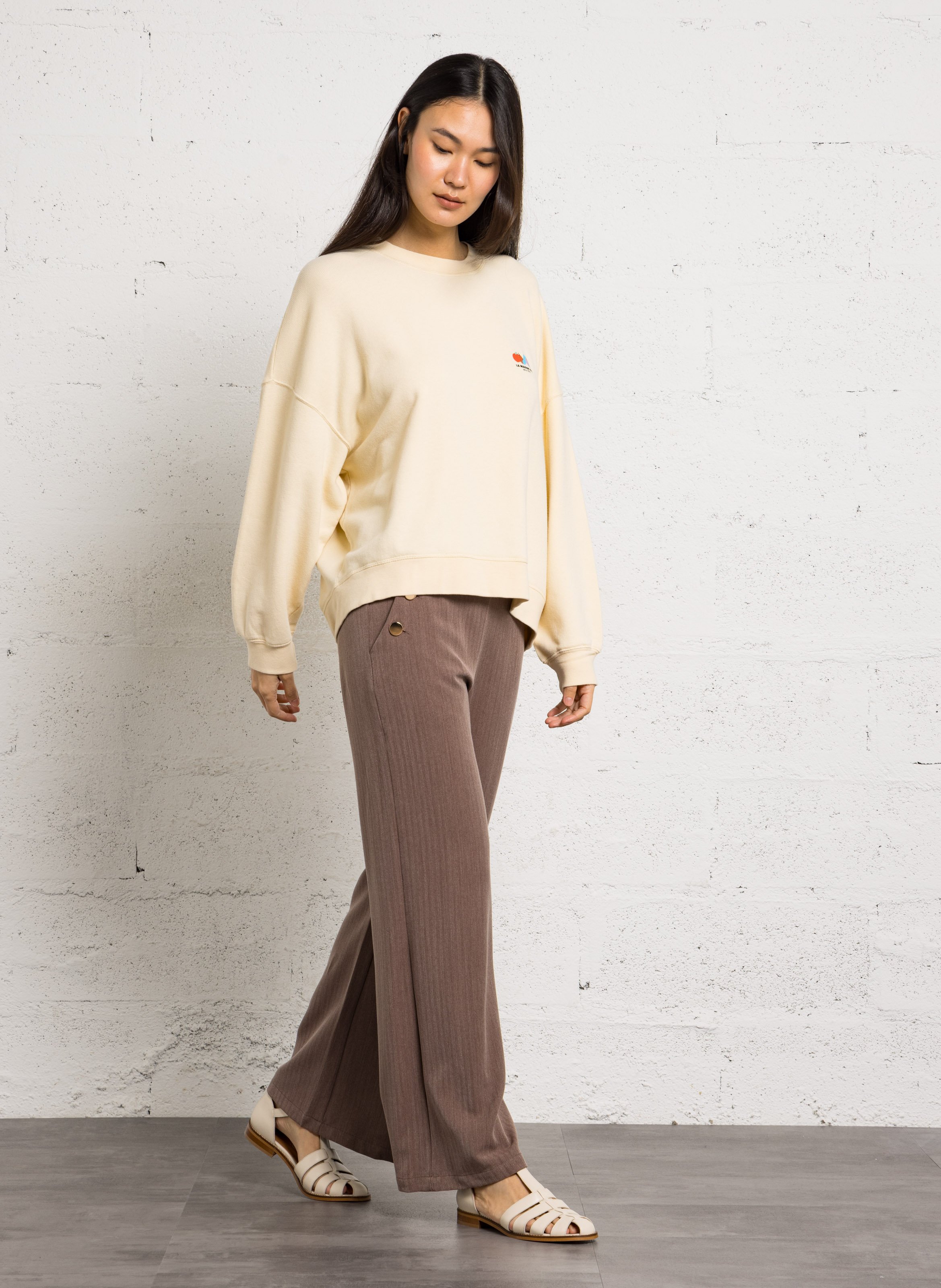 Sweat oversize col rond en coton mélangé atubay AMERICAN VINTAGE Beige