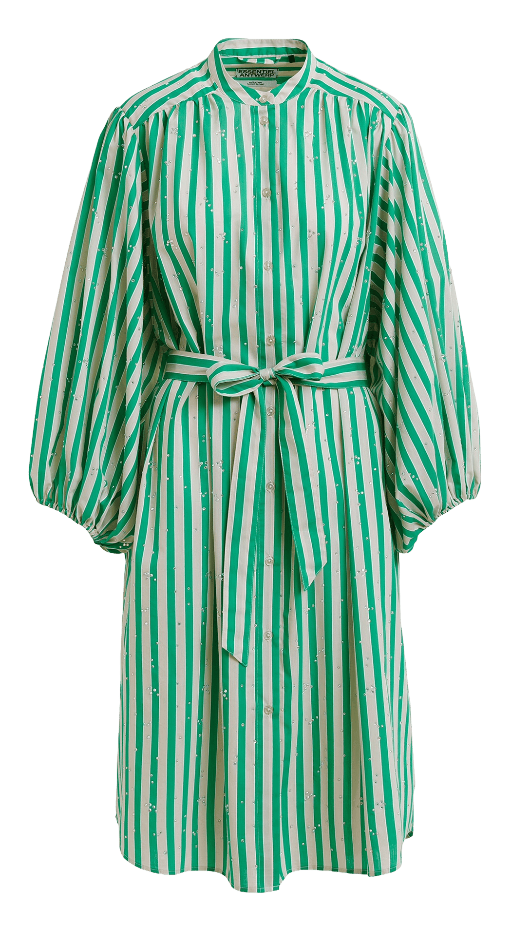 Robe midi col mao en coton mélangé jodianna ESSENTIEL ANTWERP Vert
