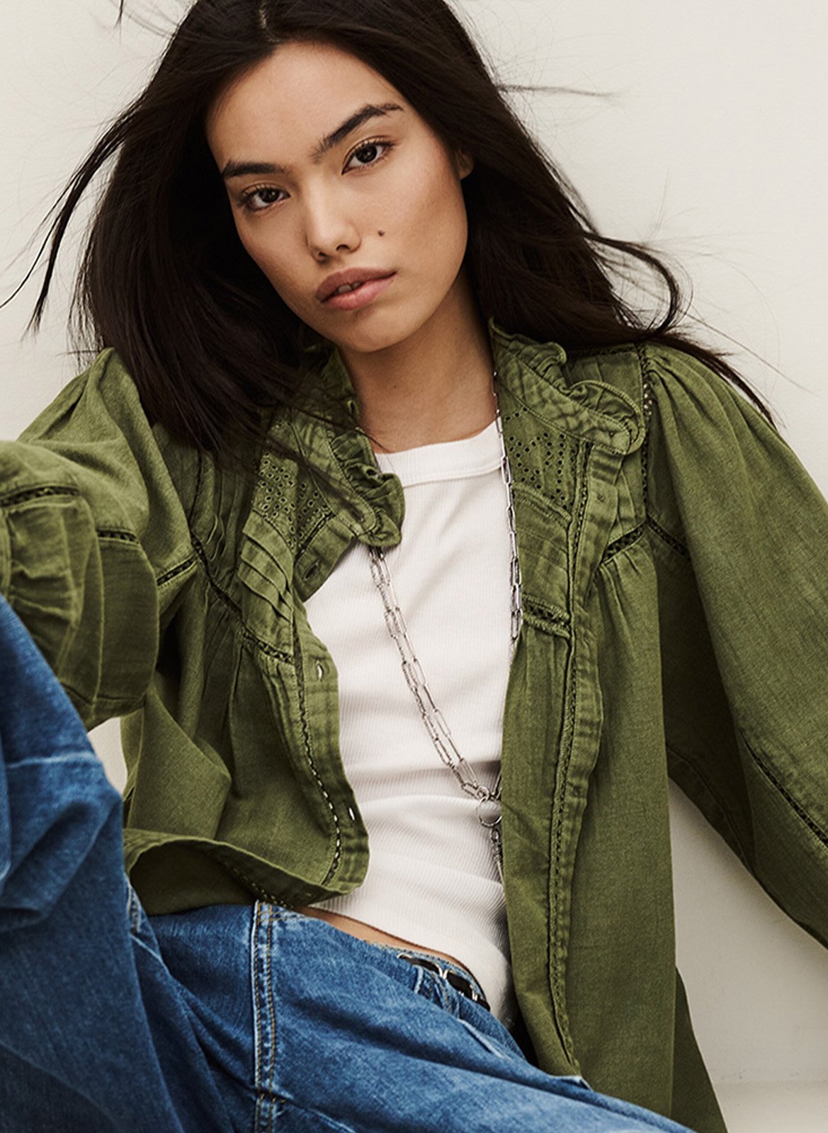 Chemise col rond gilda BA&SH Kaki