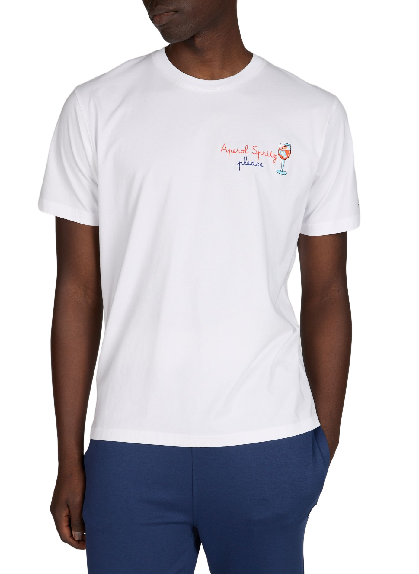 Camiseta bordada de cuello redondo en algodón. MC2 SAINT BARTH Blanco