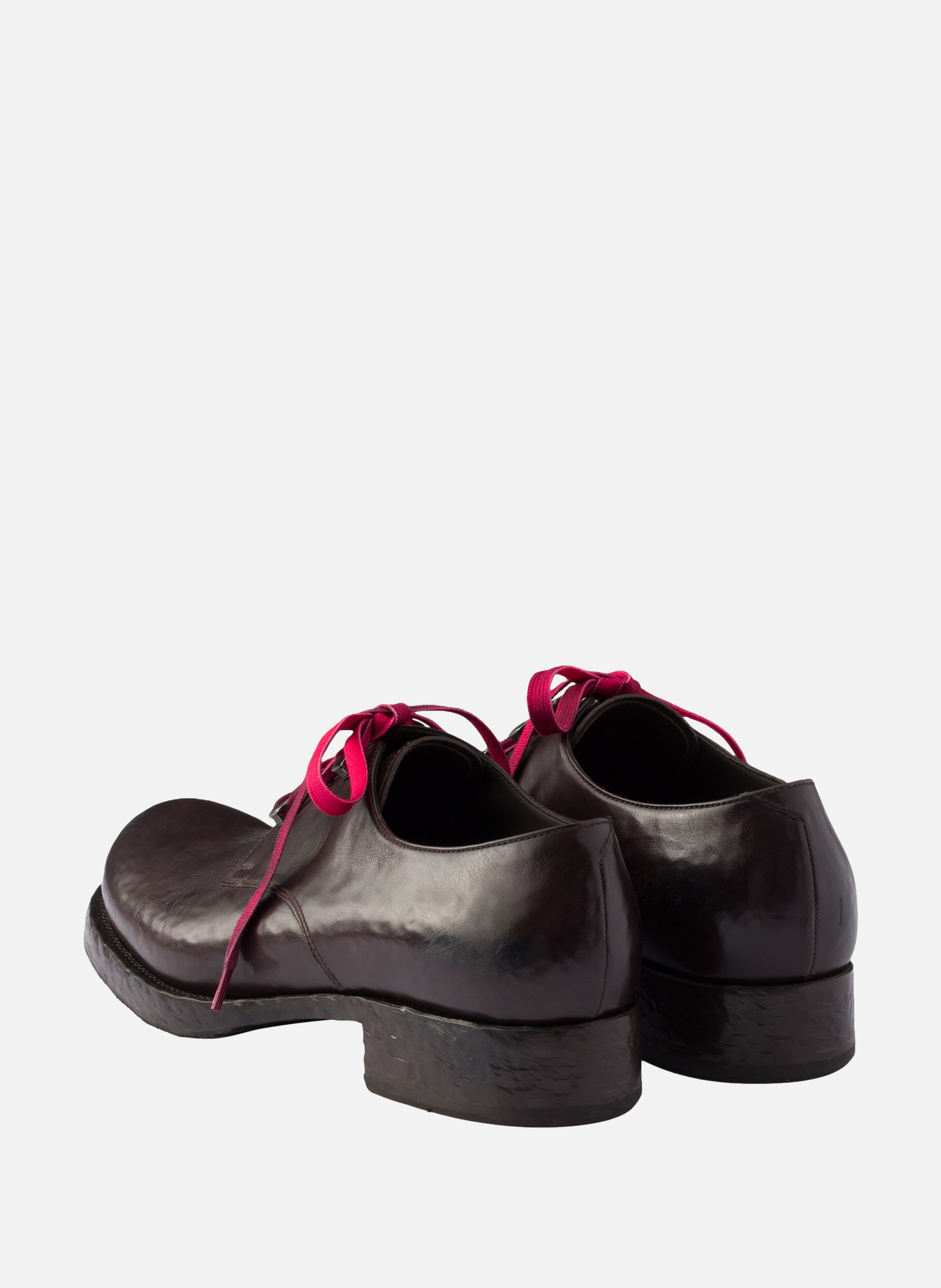 Chaussures à lacets en cuir vieilli PRADA Marron