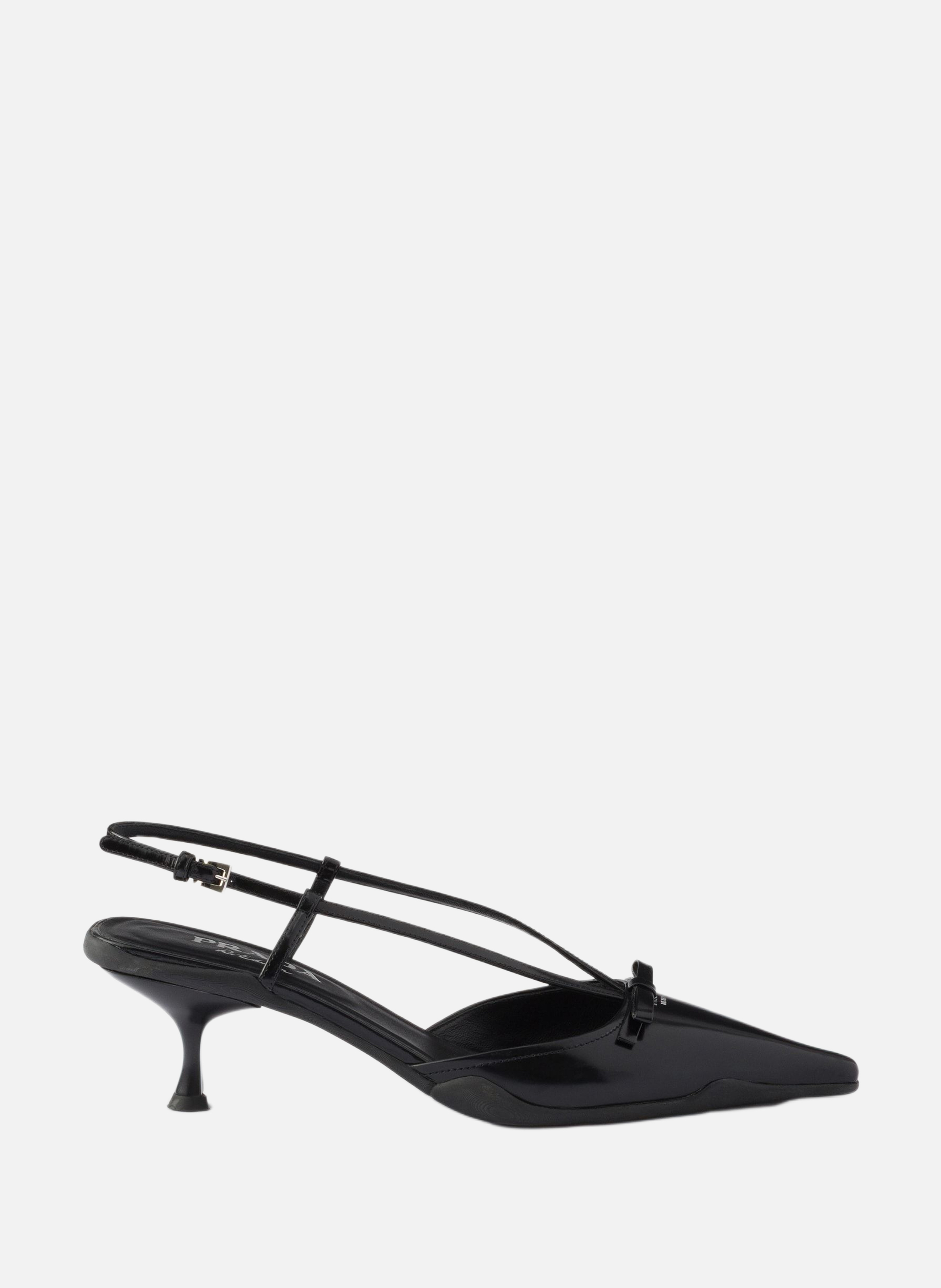 Escarpins à bride arrière en cuir brossé PRADA Noir