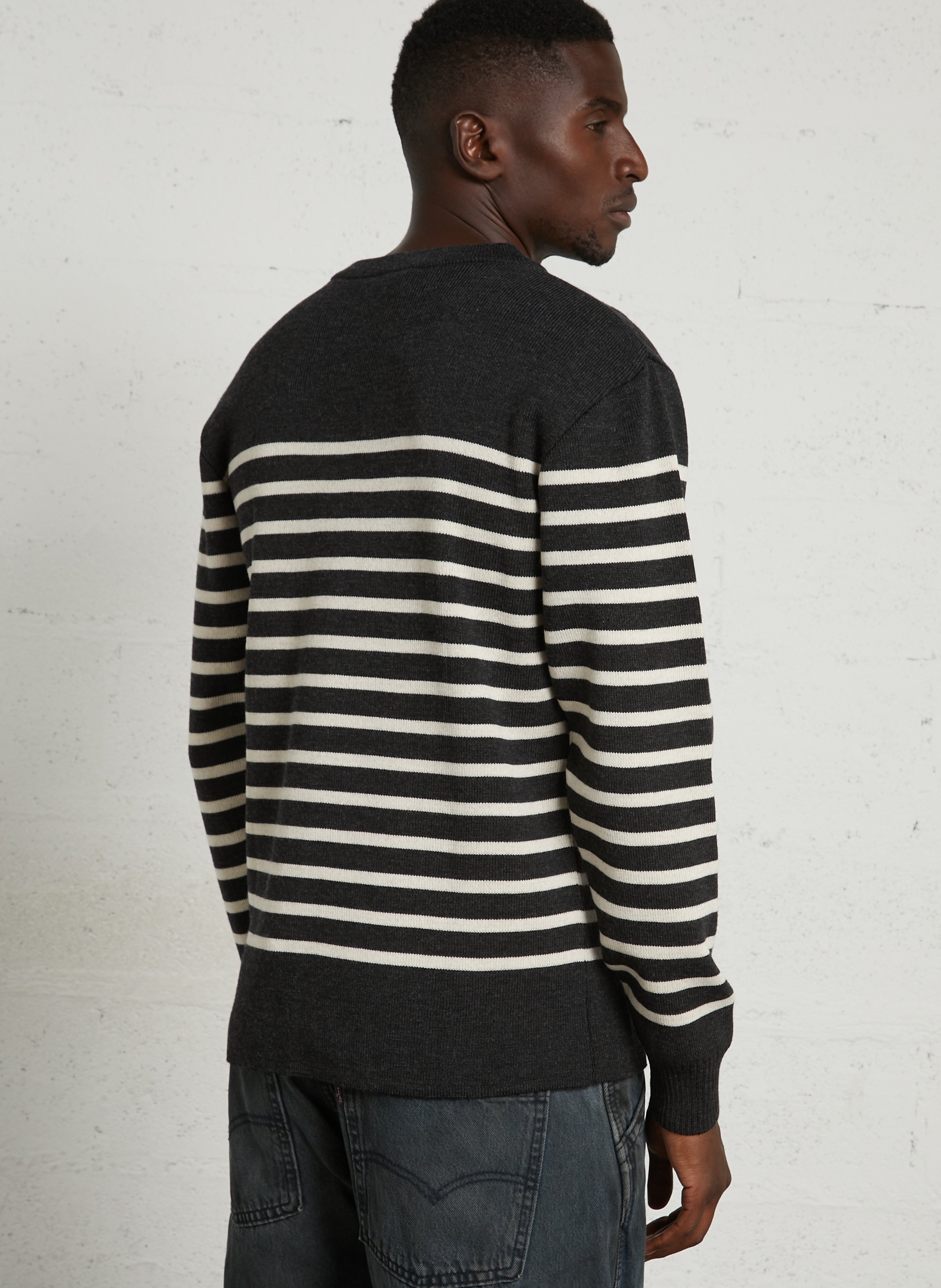 Pull col rond à rayures en laine mélangée ARMOR-LUX Gris