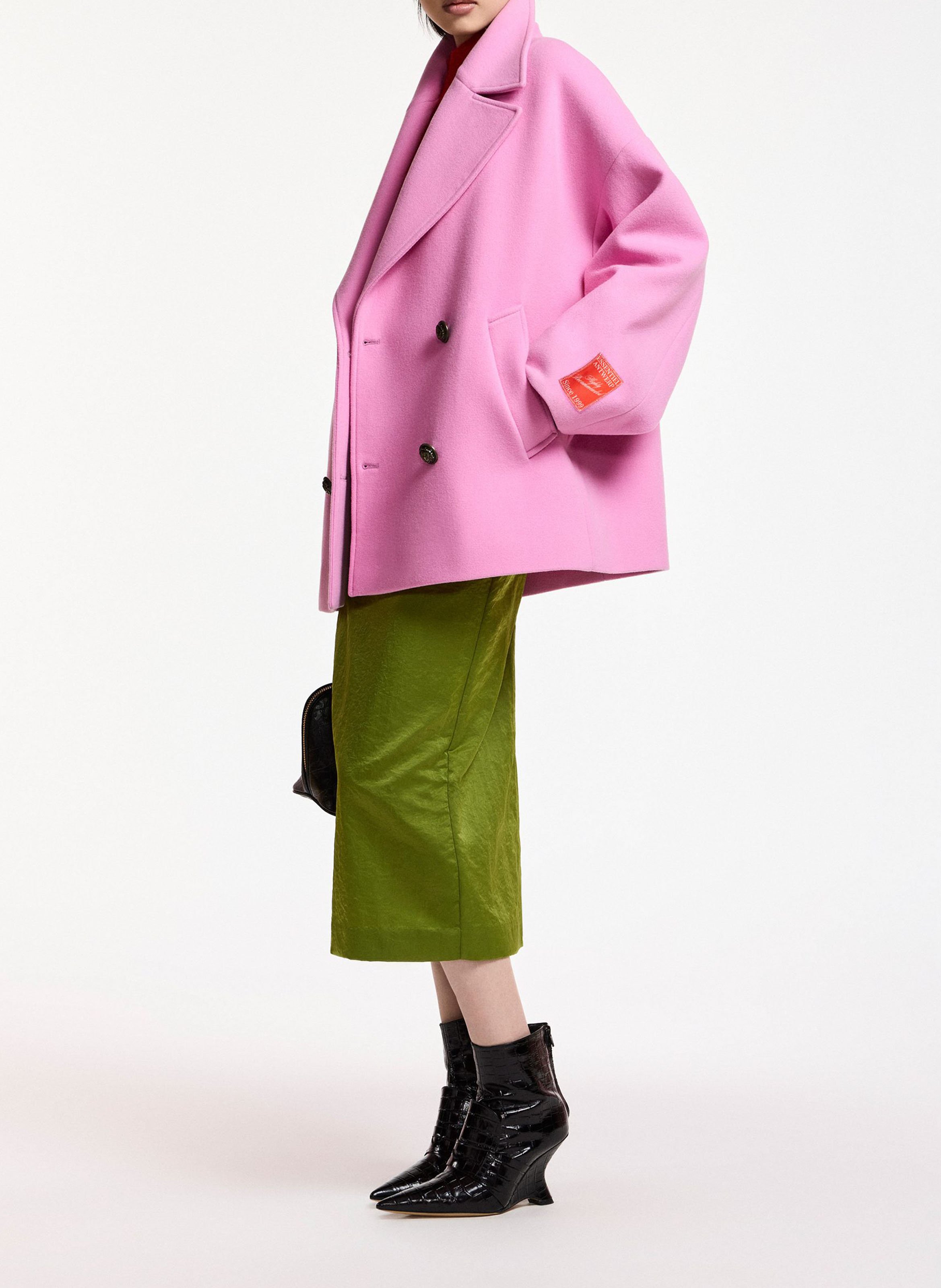 Manteau col taileur en laine kidney ESSENTIEL ANTWERP Rose