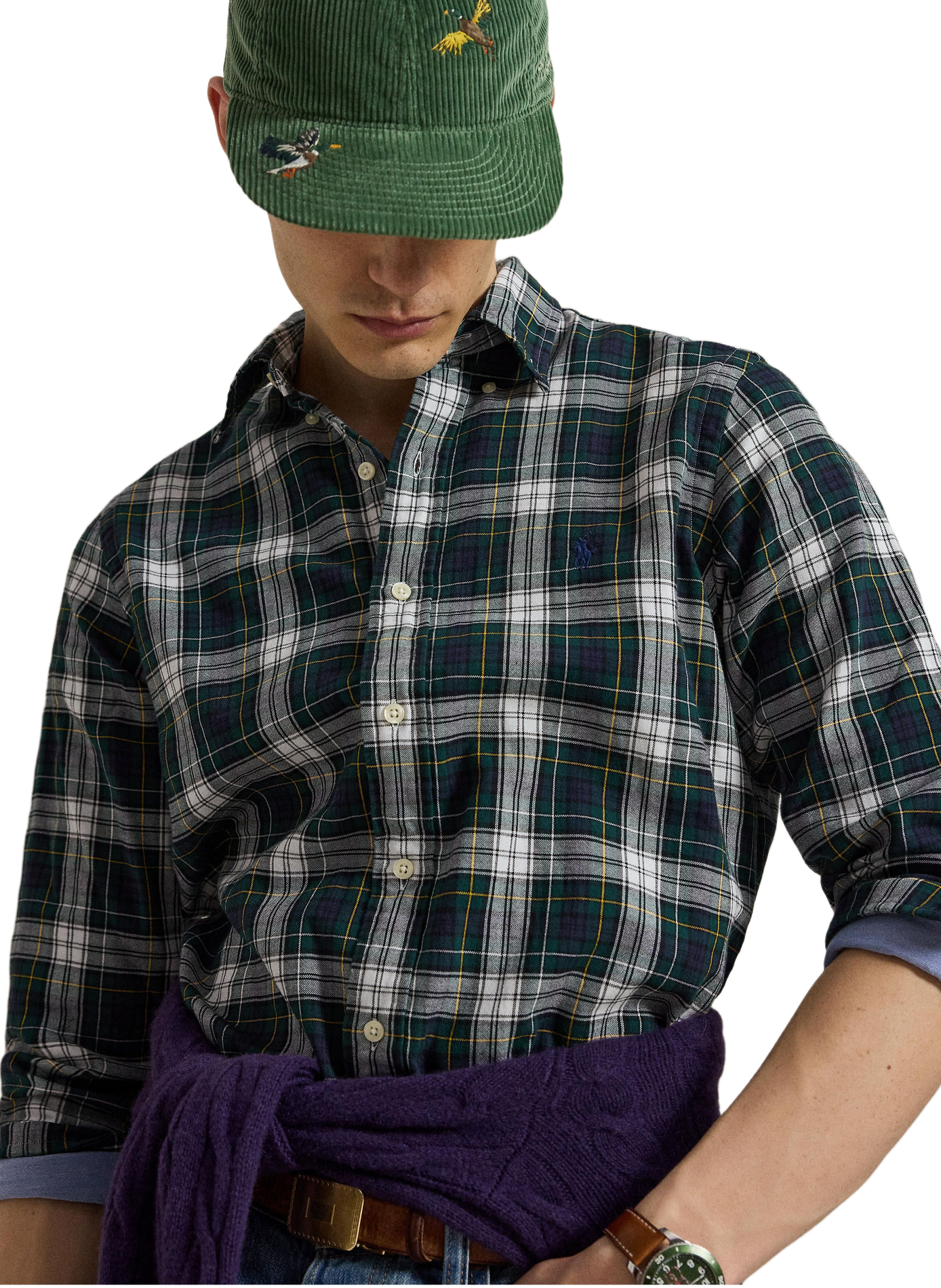 Chemise droite à carreaux en coton POLO RALPH LAUREN Bleu