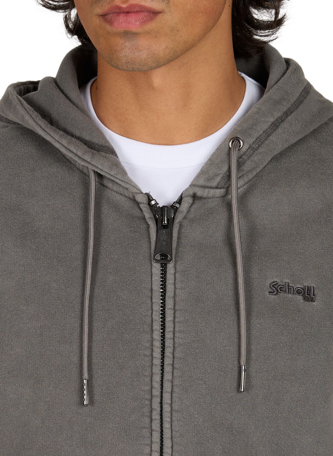 Sweat à capuche en coton SCHOTT Gris