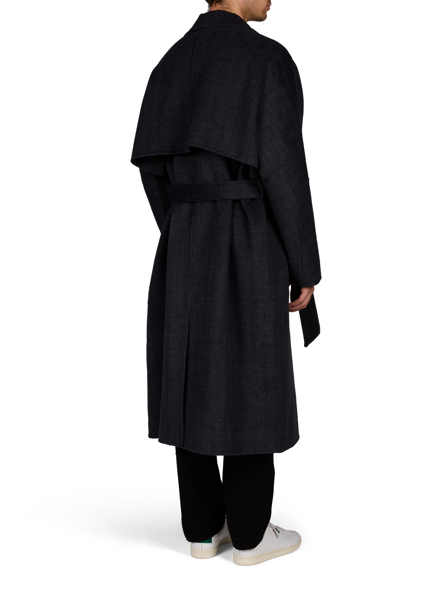 Belted wool-blend coat with notched lapels MAISON KITSUNÉ Blue