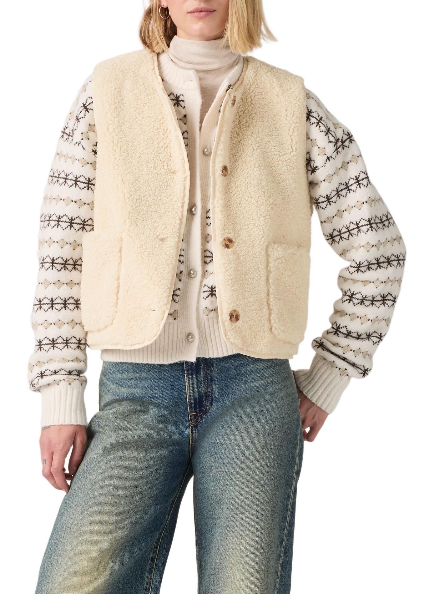 Fluffy crew-neck cardigan LEVI'S White