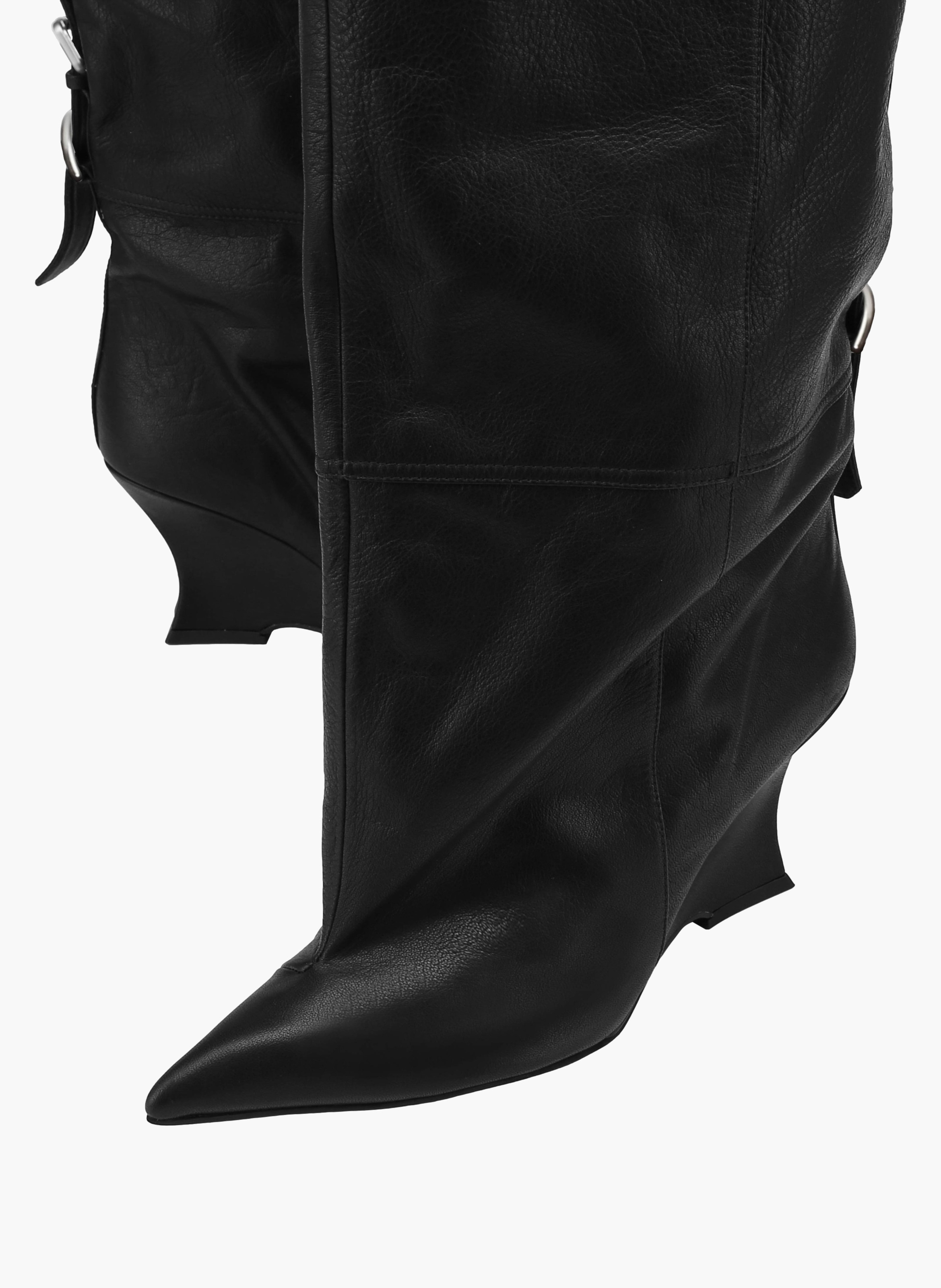 Leren harness-enkellaarzen | Zwart NAKED WOLFE Dames