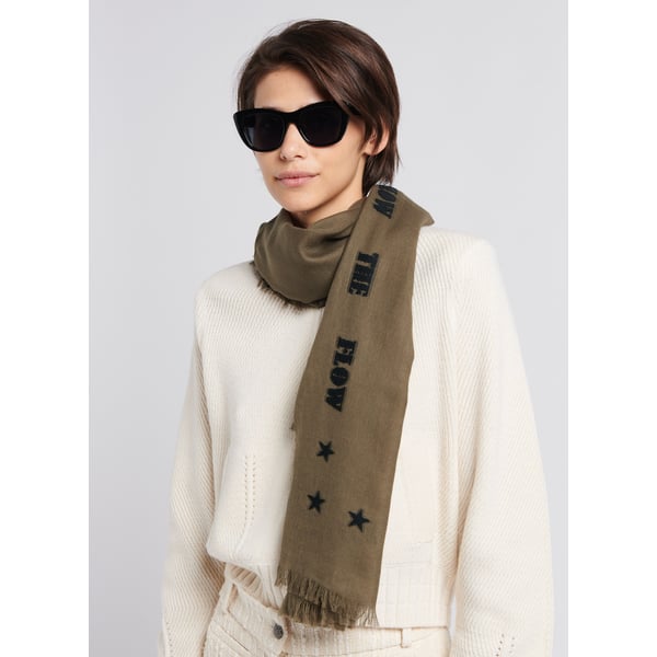 Foulard uni en coton et laine mélangé