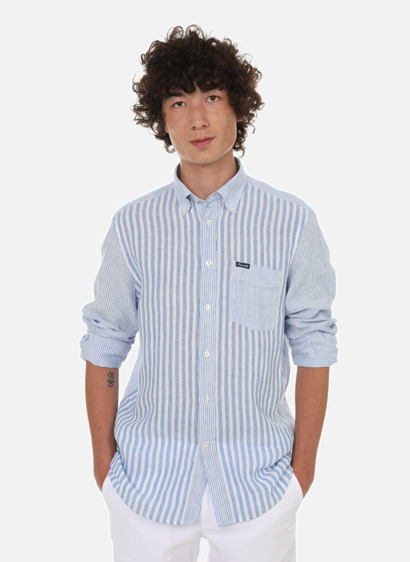 FACONNABLE Striped linen shirt White