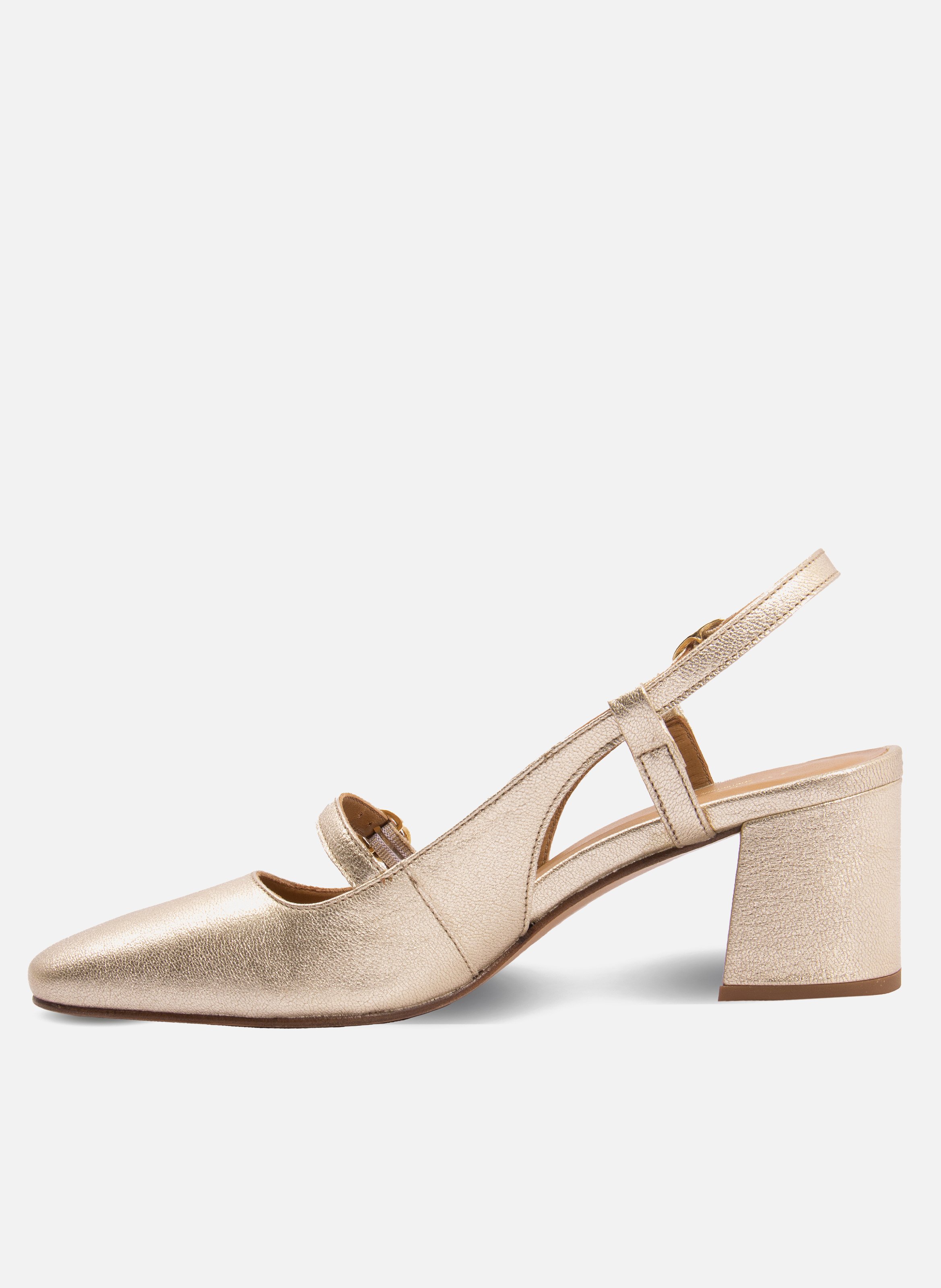 Escarpins slingback cuir metallisé JULES & JENN Doré