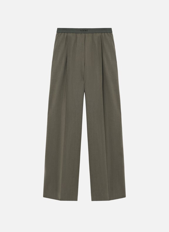 Pantalon en laine fluide Kaki by LOEWE LOEWE Pantalon en laine fluide Kaki