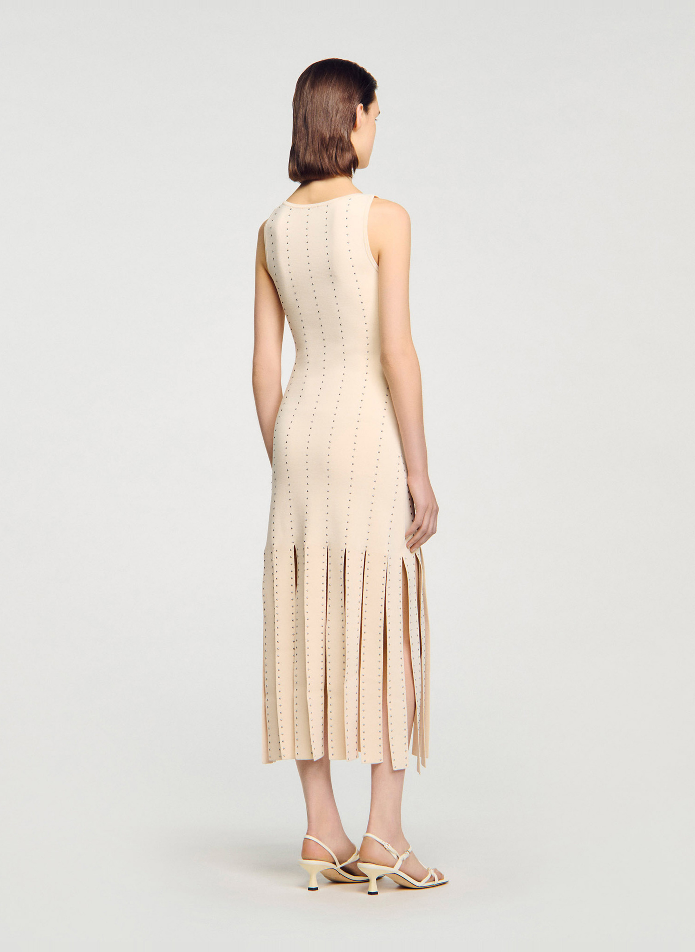 Robe longue col bateau SANDRO Blanc