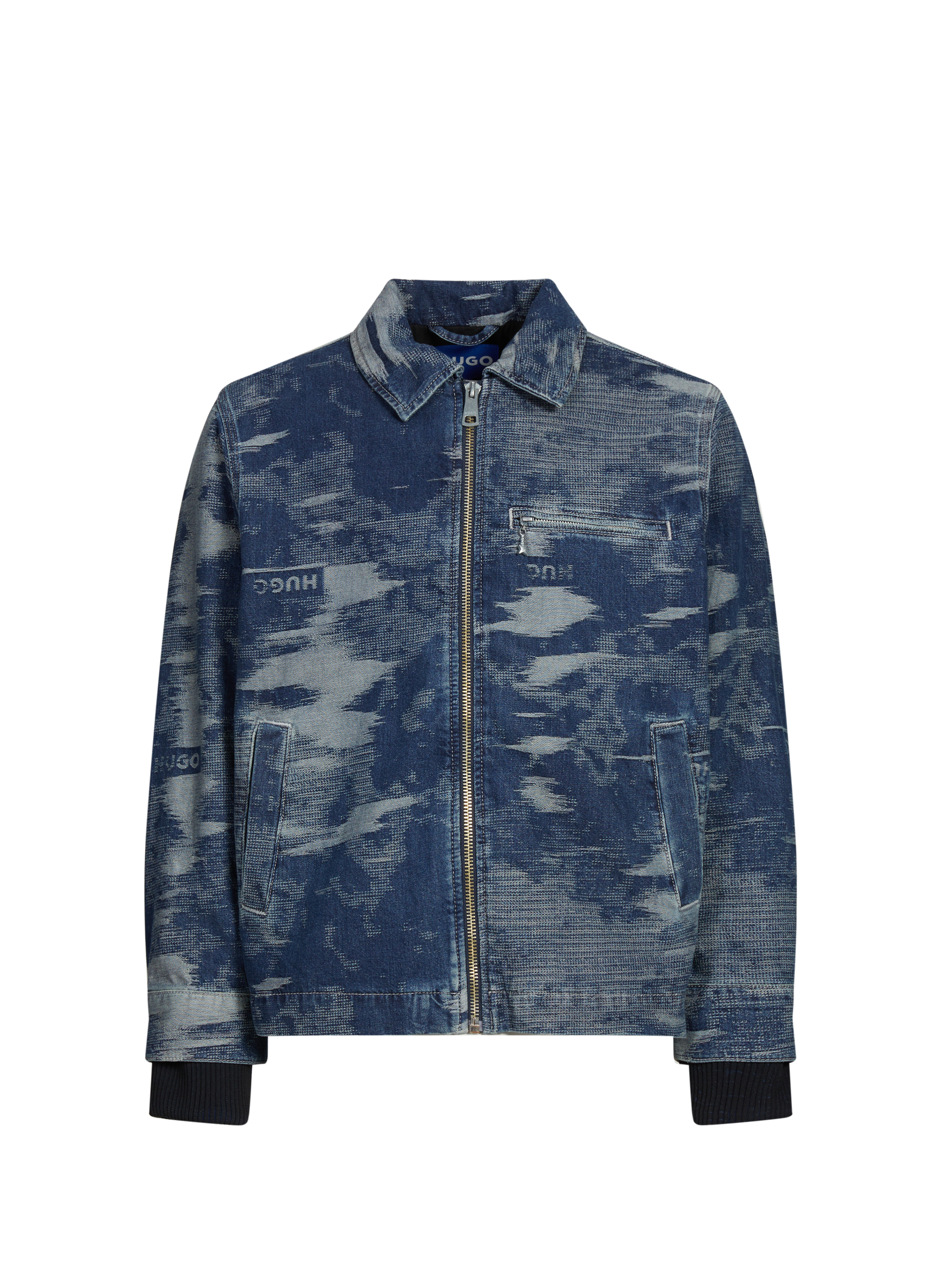 HUGO BLUE Veste ample jacquard en denim de coton Bleu