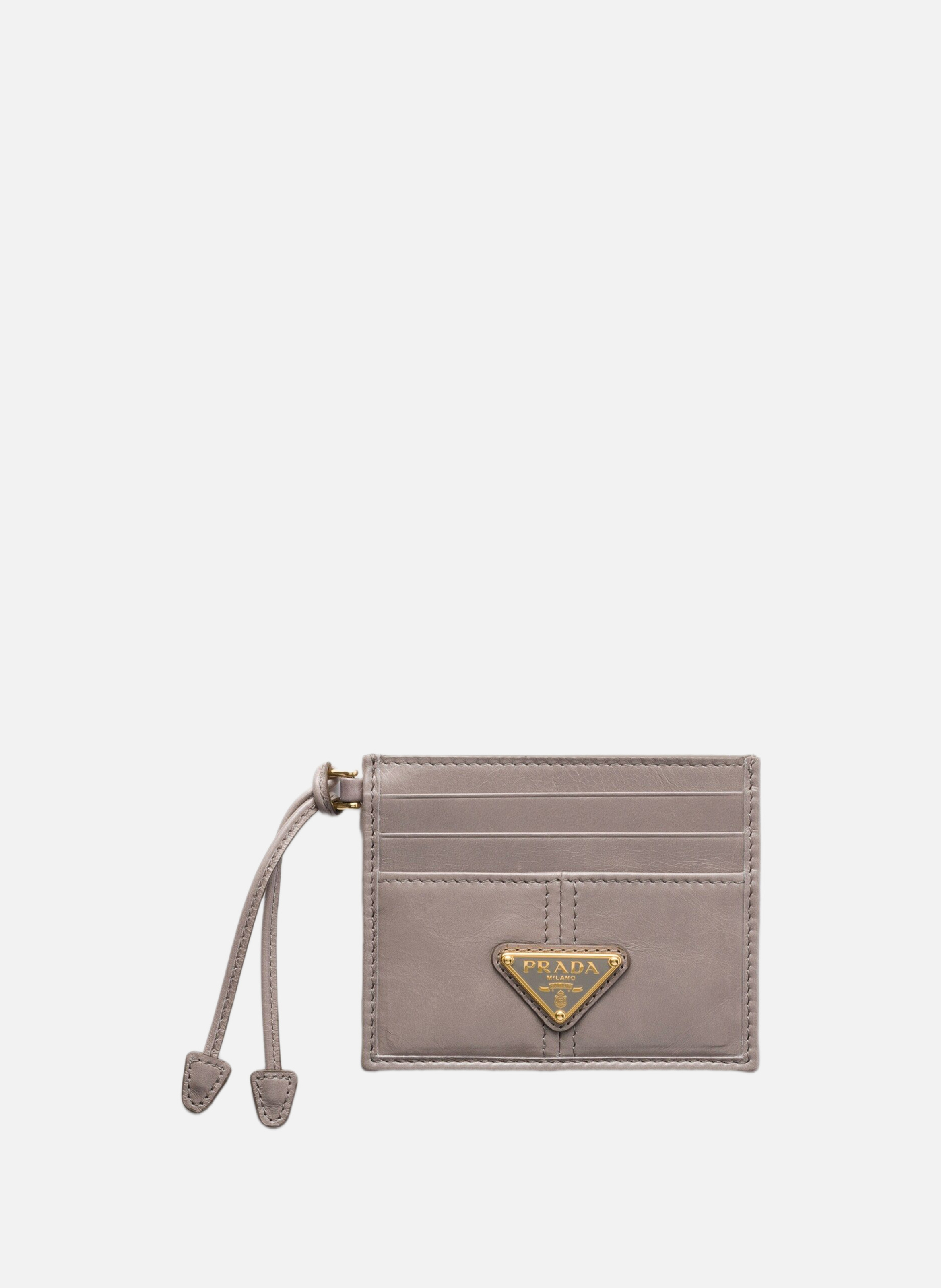 Porte-cartes en cuir PRADA Gris