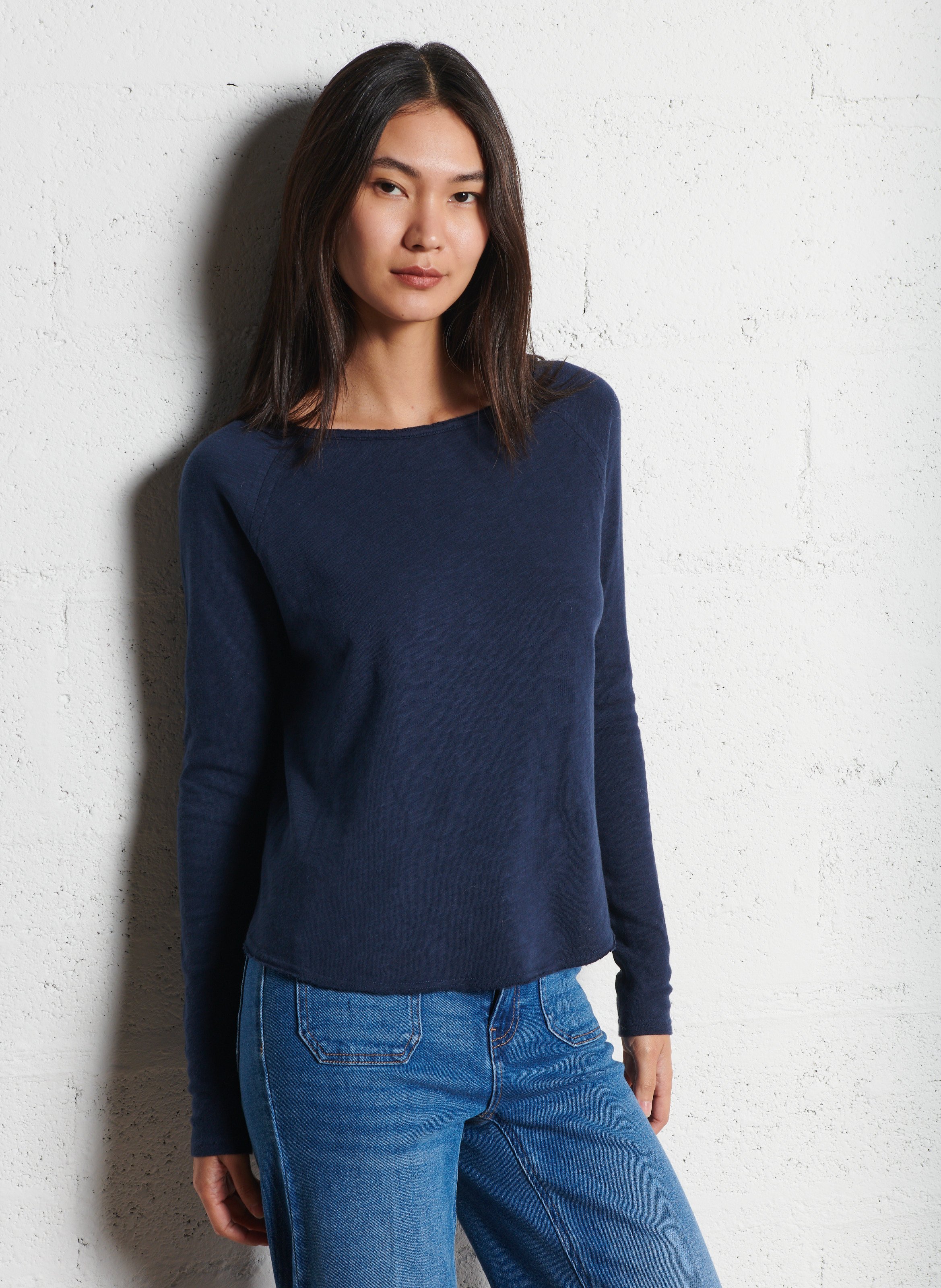 Tee-shirt à col bateau en coton sonoma AMERICAN VINTAGE Bleu