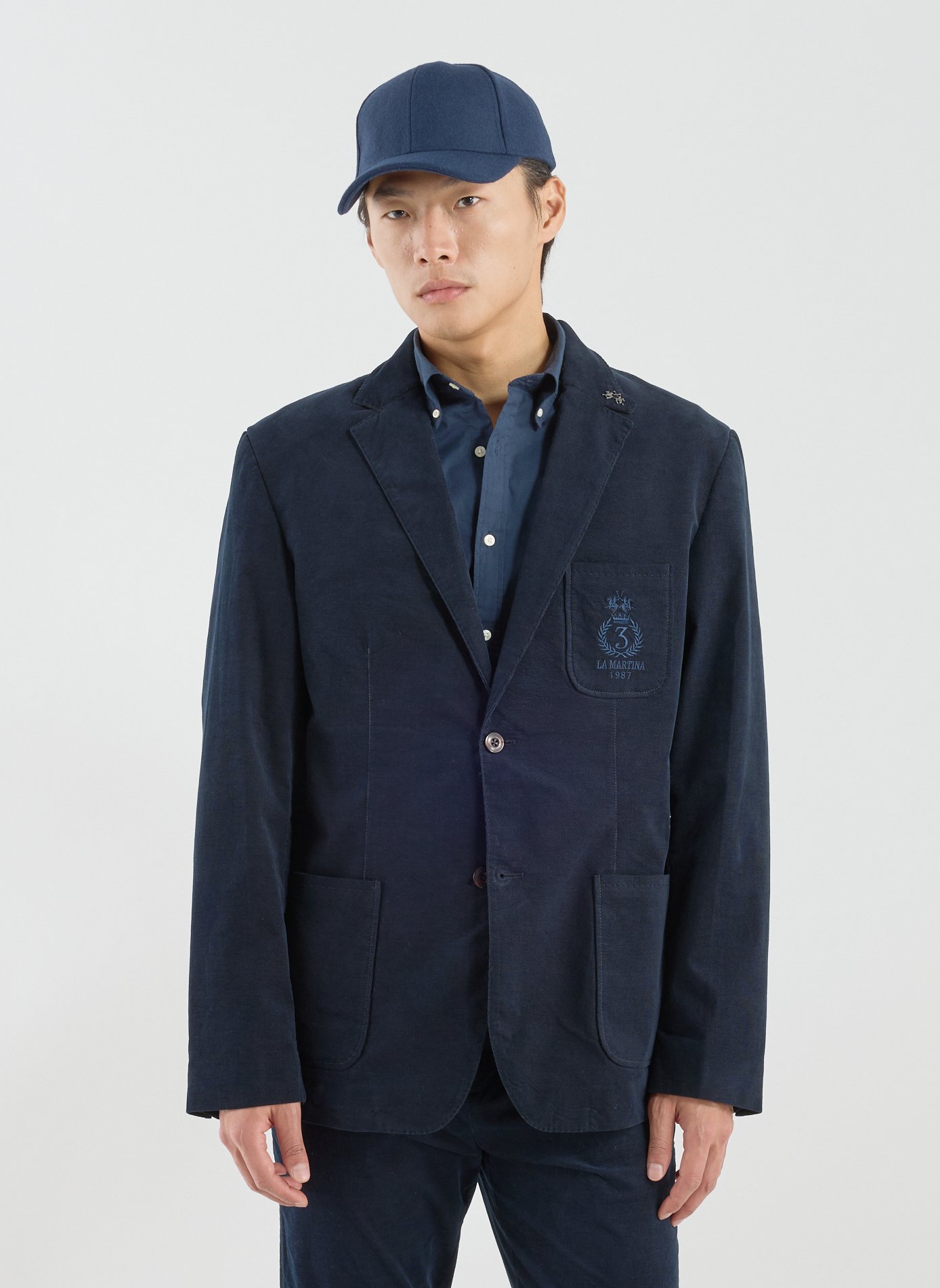 Blazer in blended cotton with tailored collar LA MARTINA