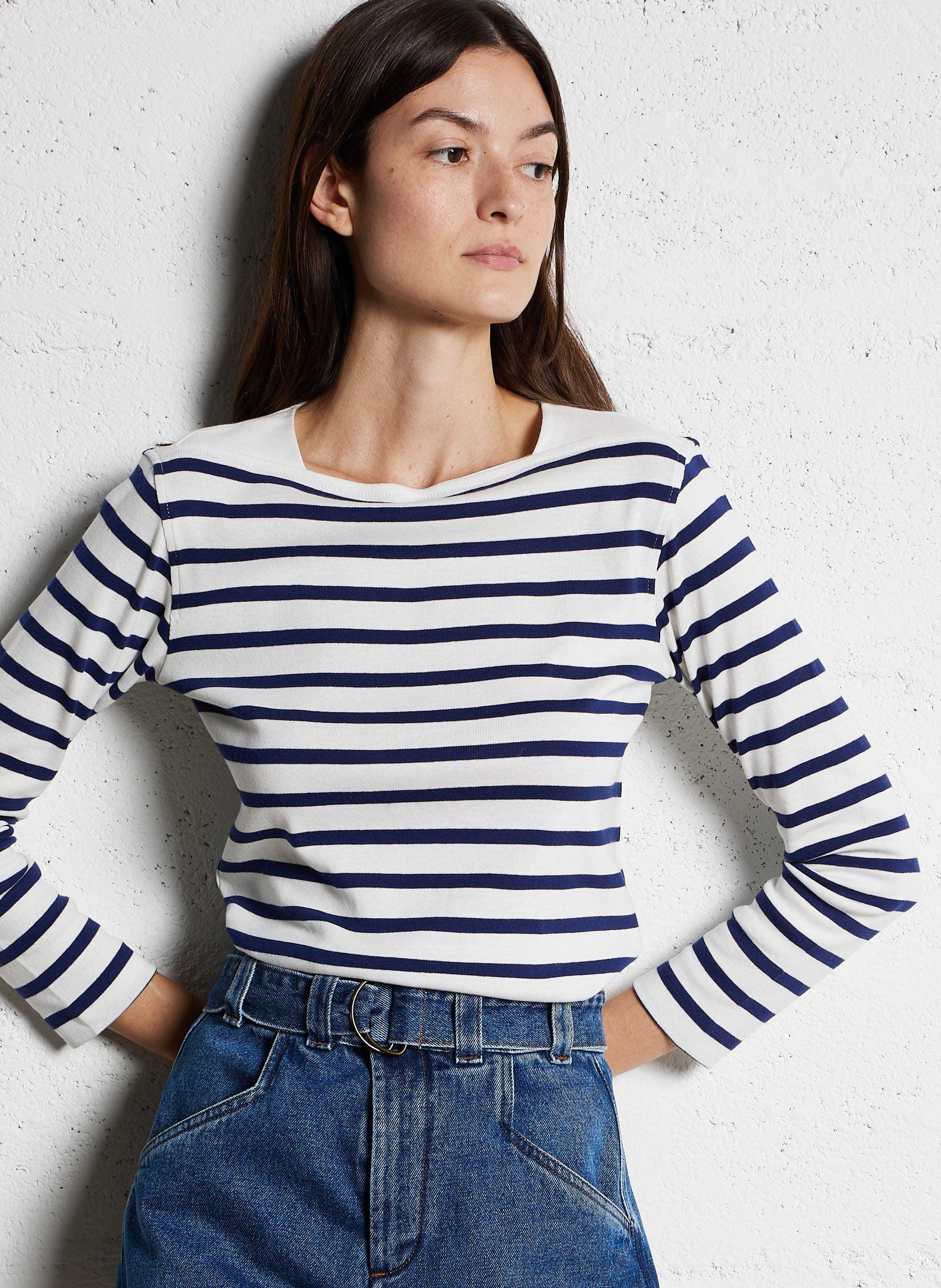 Marinière col bateau en coton katy SOEUR Bleu