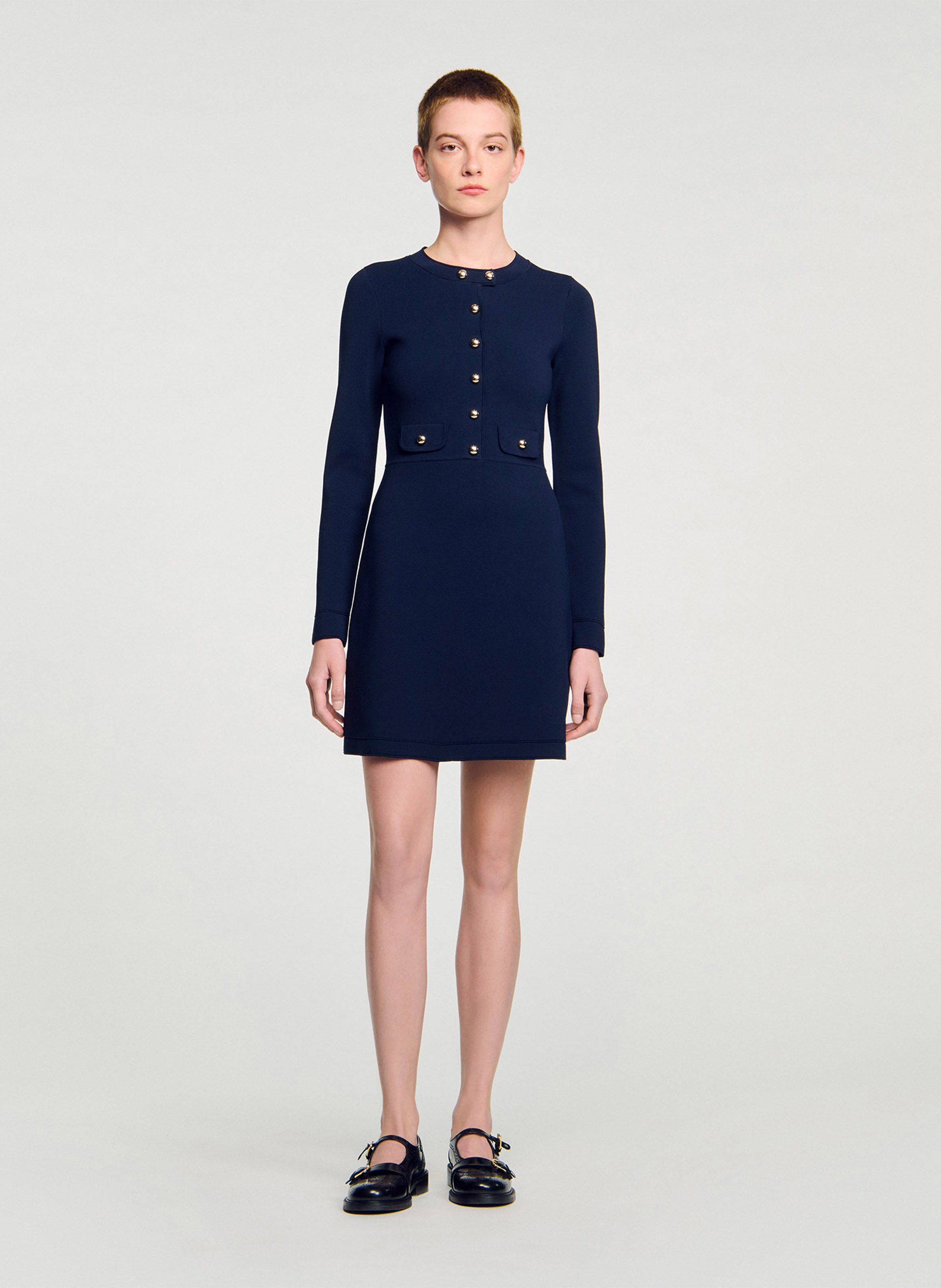 Robe droite col rond SANDRO Bleu