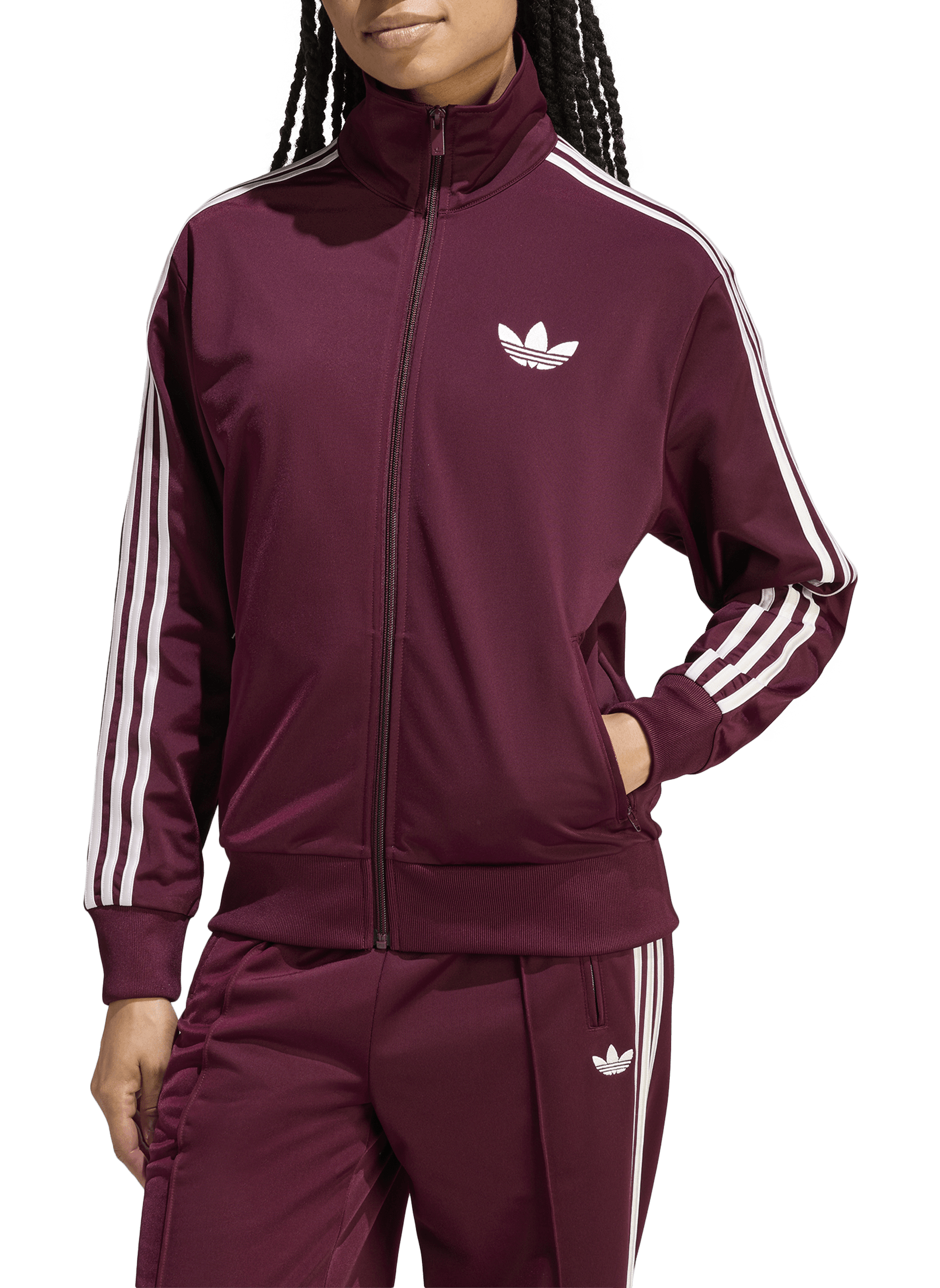 Jacket with high neck logo ADIDAS Brown