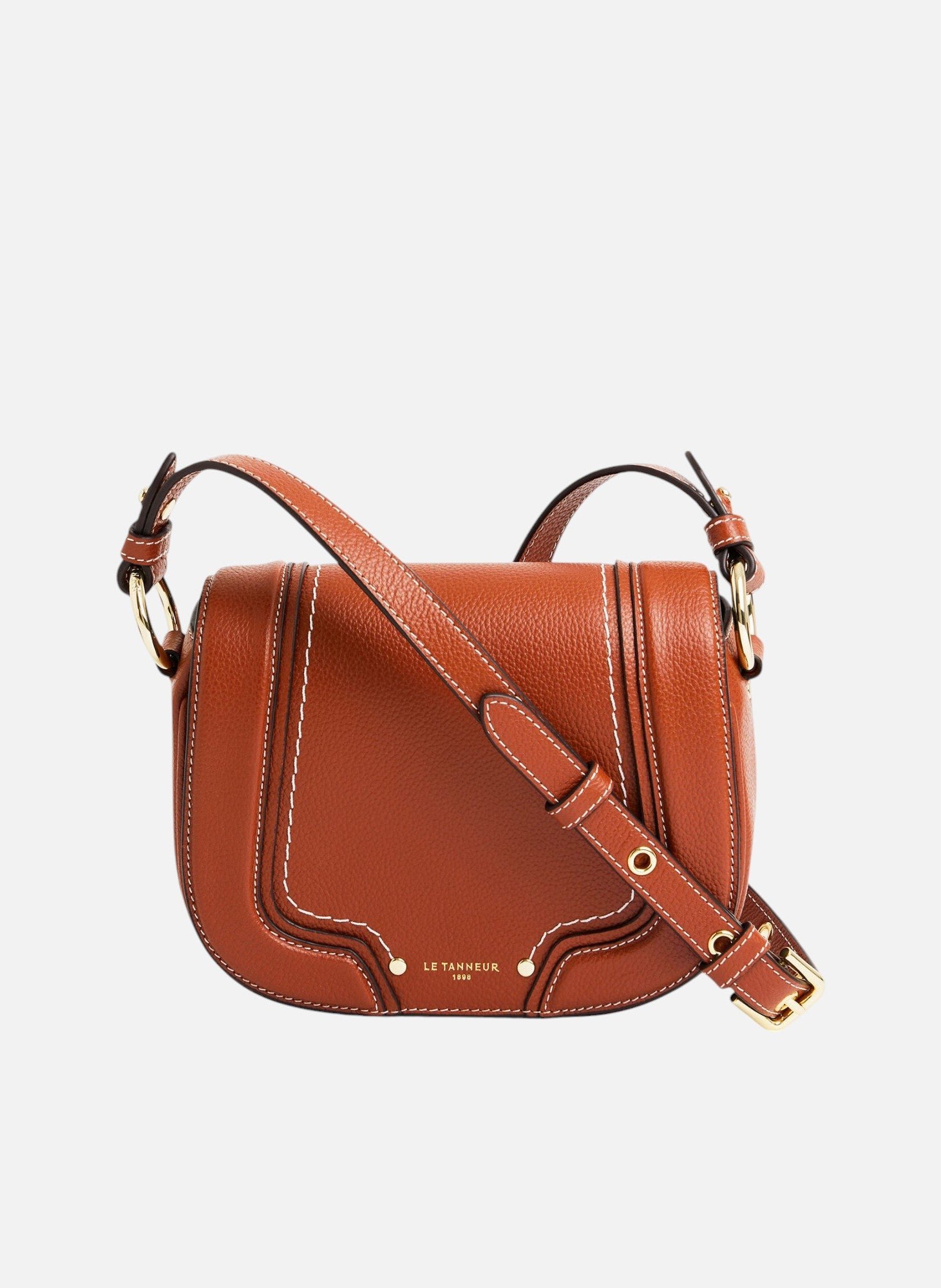 Petit sac bandoulière ella en cuir grainé LE TANNEUR Marron