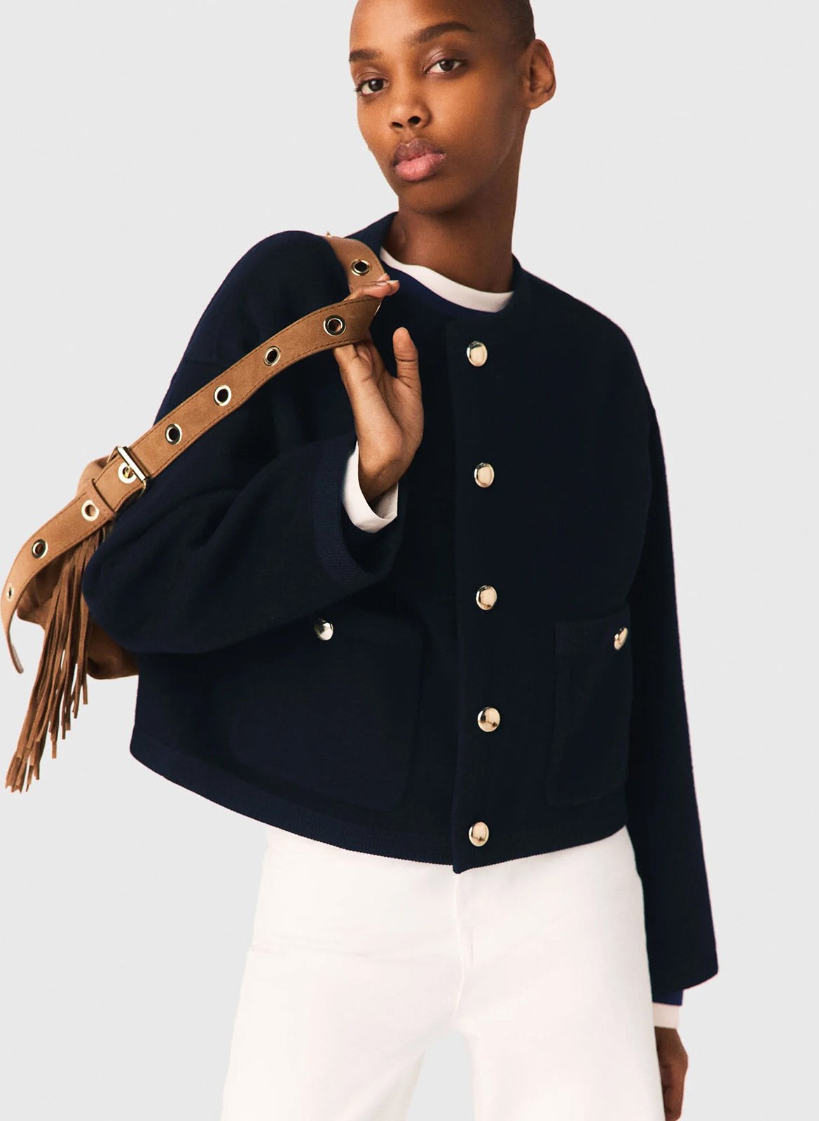 Veste ample boutonnée en laine mélangée MAJE Bleu