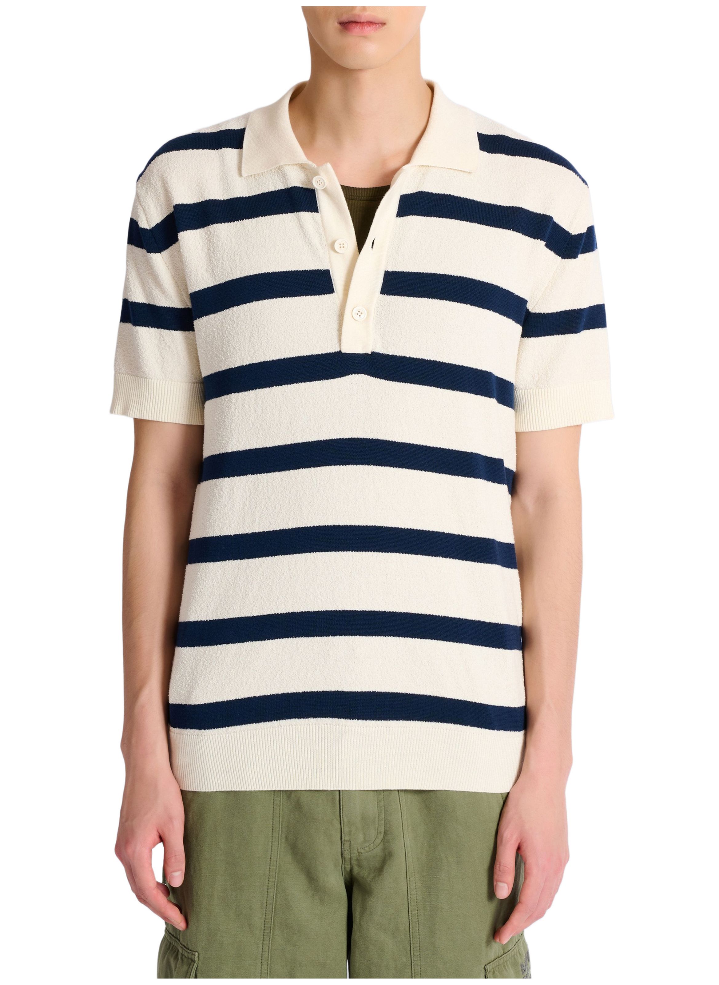 Polo balmain marinière en coton BALMAIN Blanc
